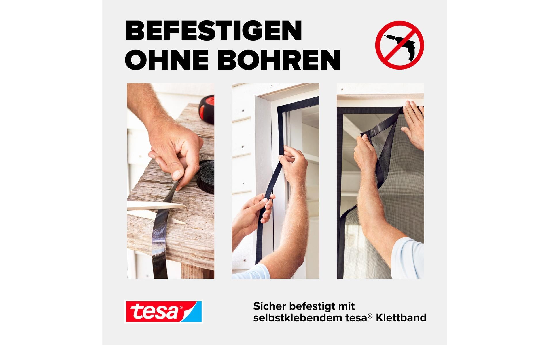 TESA Fliegengitter Tür – 120 × 240 cm – Anthrazit – Magnetbefestigung, selbstschliessend – für Fluginsekten