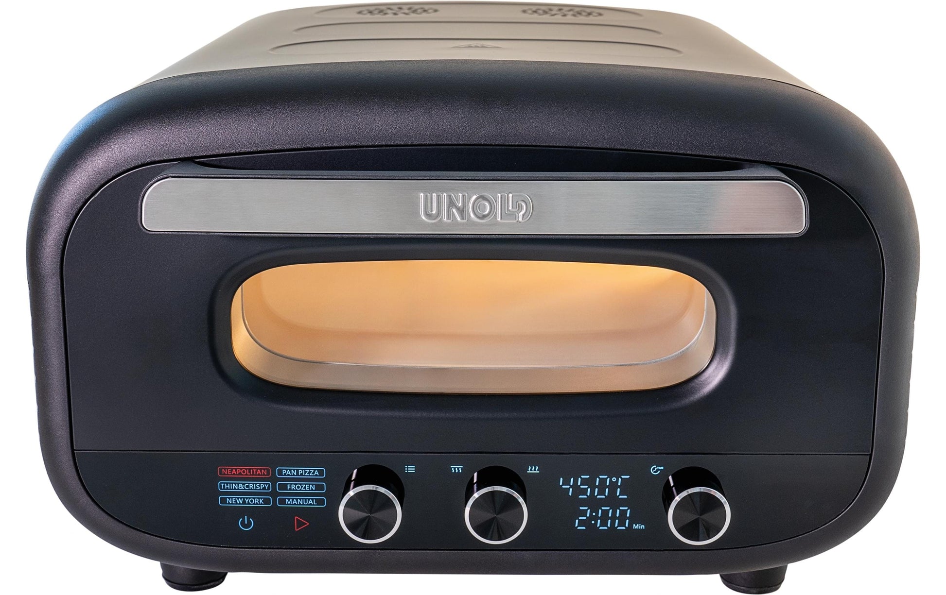 Unold Pizzaofen Don Alfredo 68805 – 1 Pizza, Ø 30 cm, 1700 W – schwarz/edelstahl