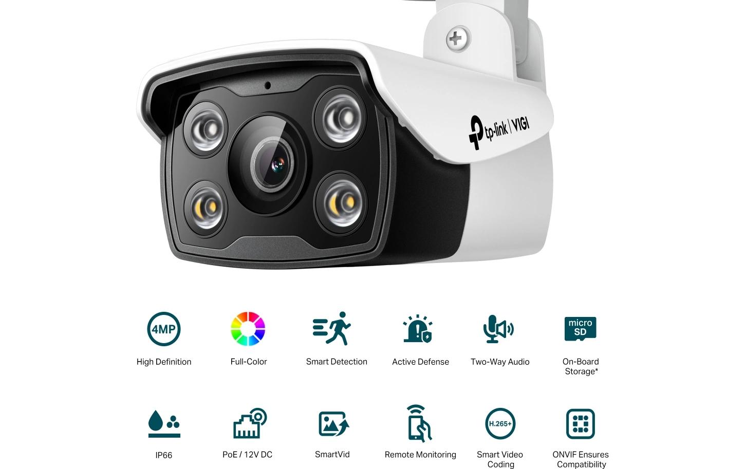 TP-Link VIGI C340 Netzwerkkamera – 4 MP, WQHD (2560×1440), PoE, Schwarz