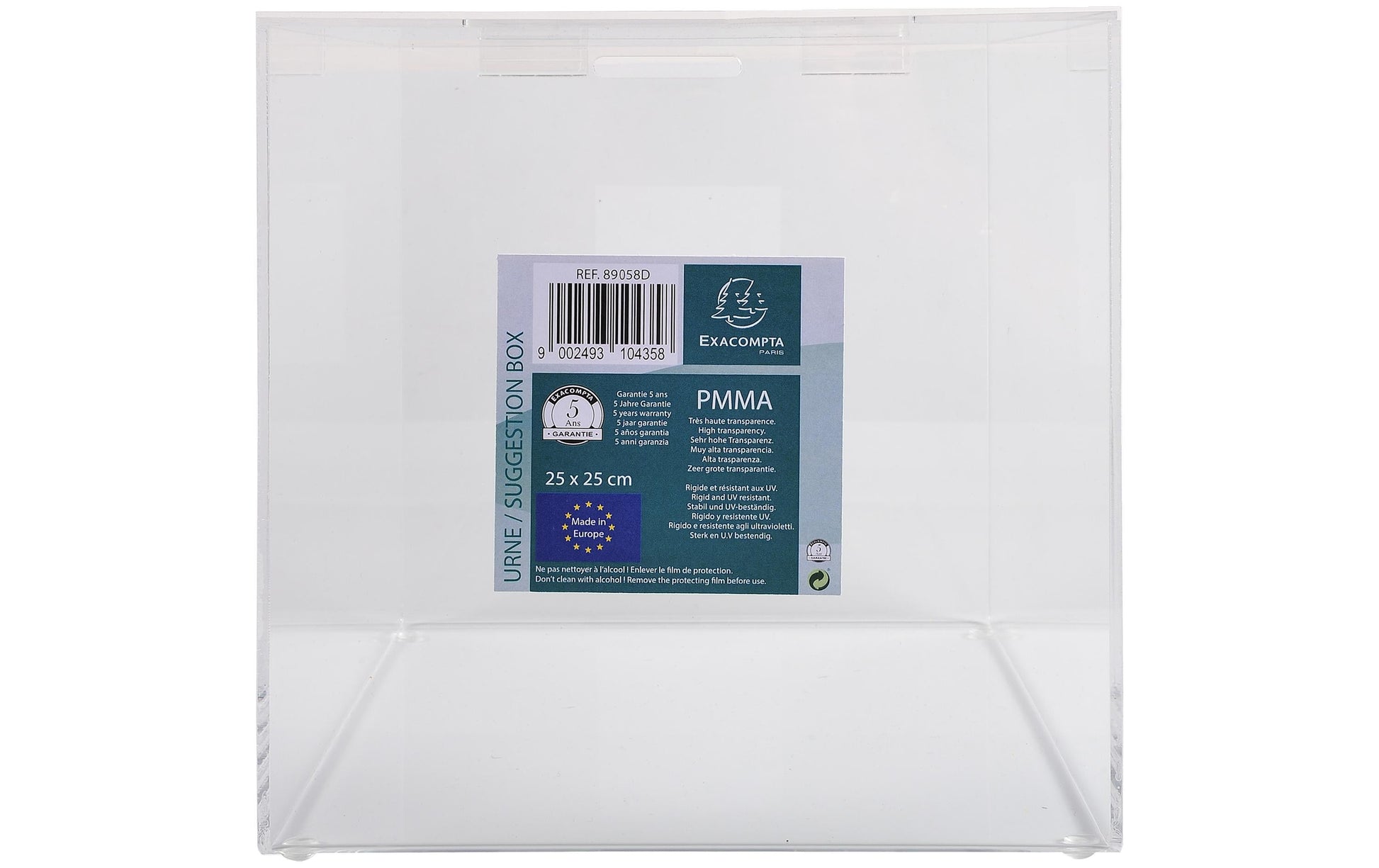 Exacompta Einwurfbox – abnehmbarer Deckel – Acryl, transparent – 210 × 210 × 210 mm – für 210 × 210 mm