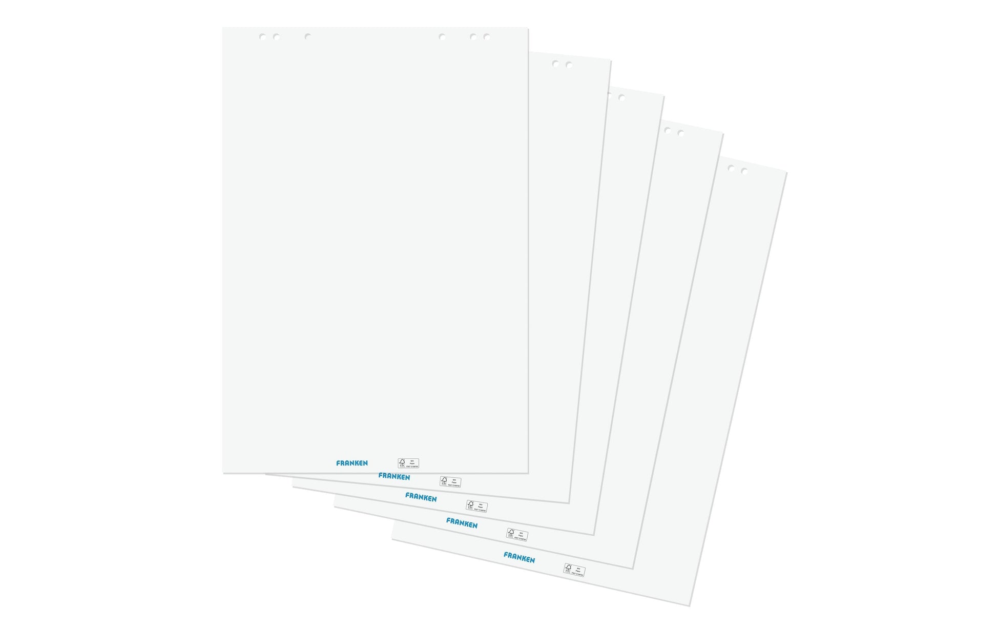 Franken F2120 Flipchartblock Blanko – 68 × 98 cm, 5er Pack, 80 g/m²