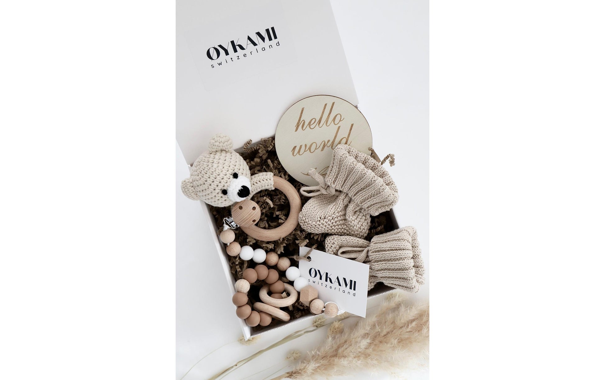 OYKAMI Geschenkbox Phoenix – Holz, mit Beissring und Schnullerkette – ab 0 M.