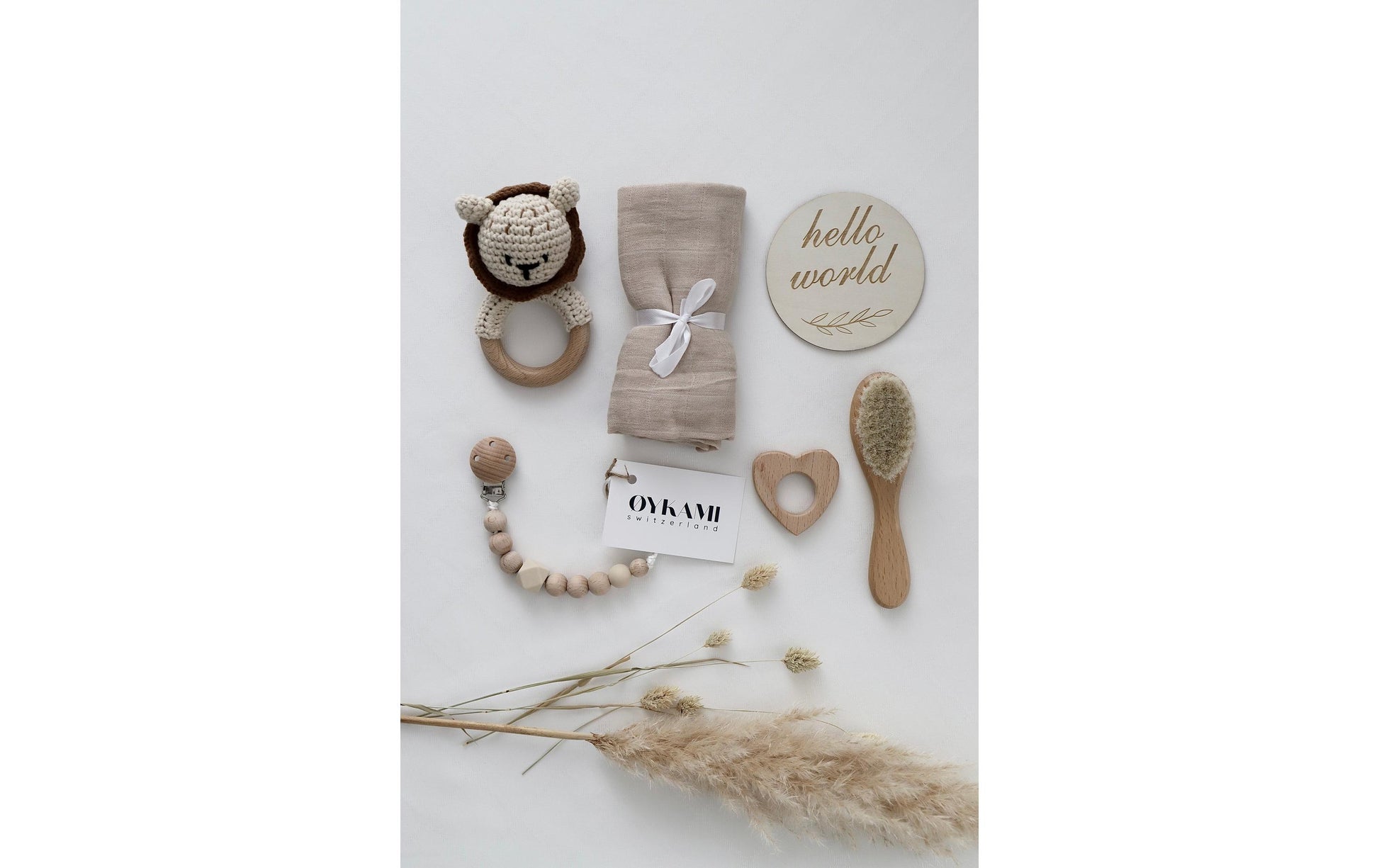 OYKAMI Geschenkbox Zürich – 18,5 × 7,0 × 18,5 cm – ab 0 J. – Baumwolle, Holz – braun, beige