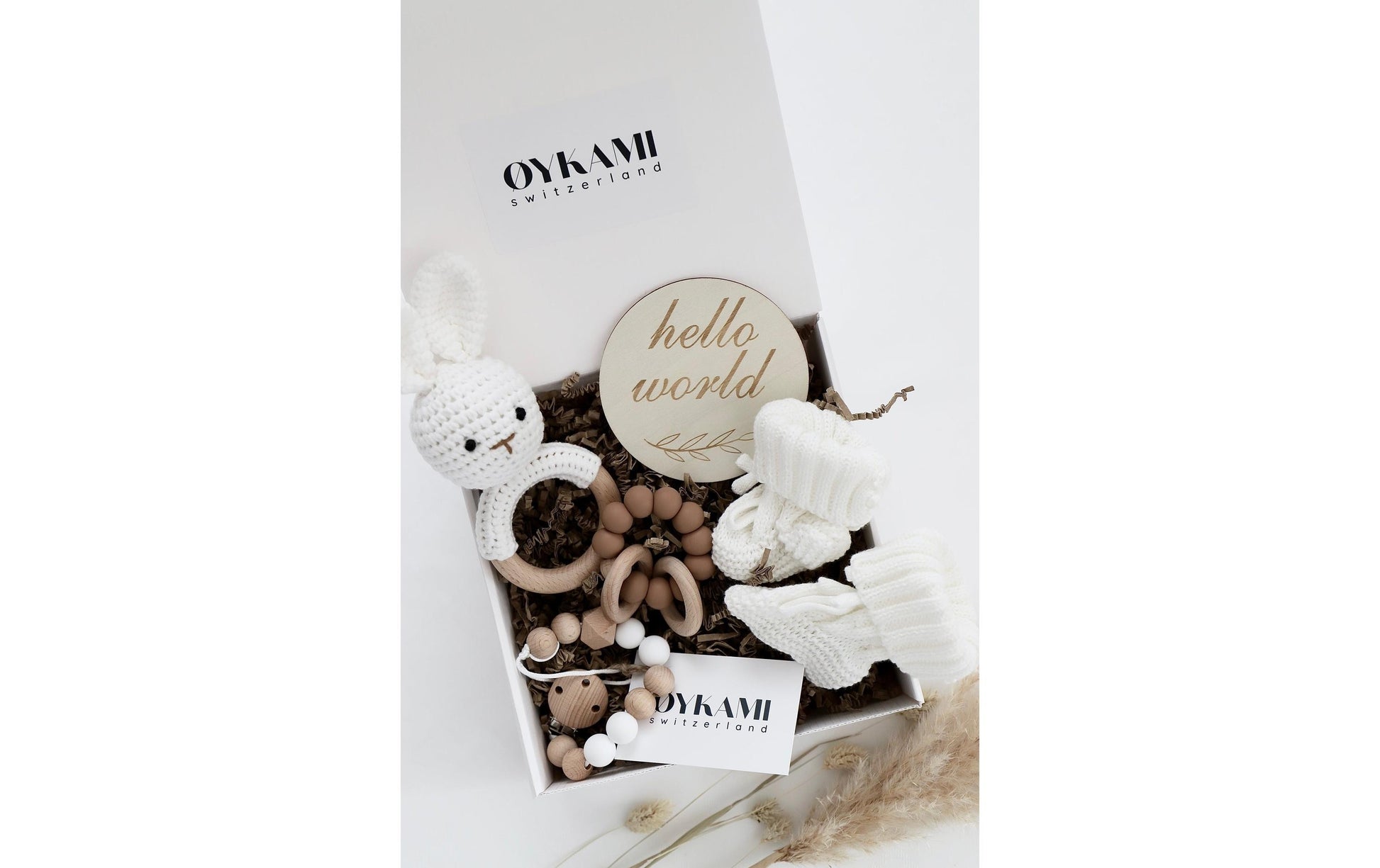 OYKAMI Geschenkbox – Holz, Baumwolle, mehrfarbig