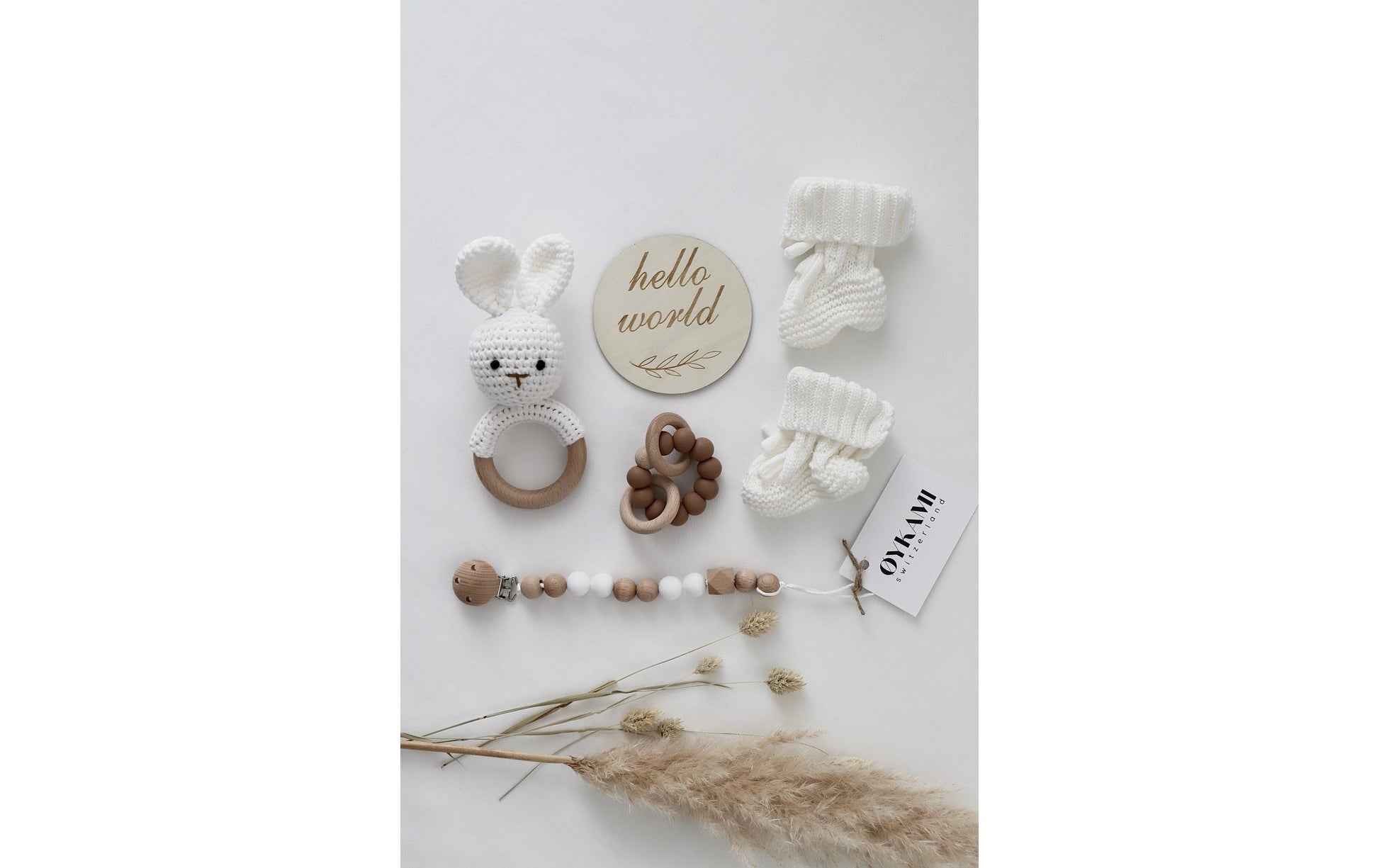 OYKAMI Geschenkbox – Holz, Baumwolle, mehrfarbig
