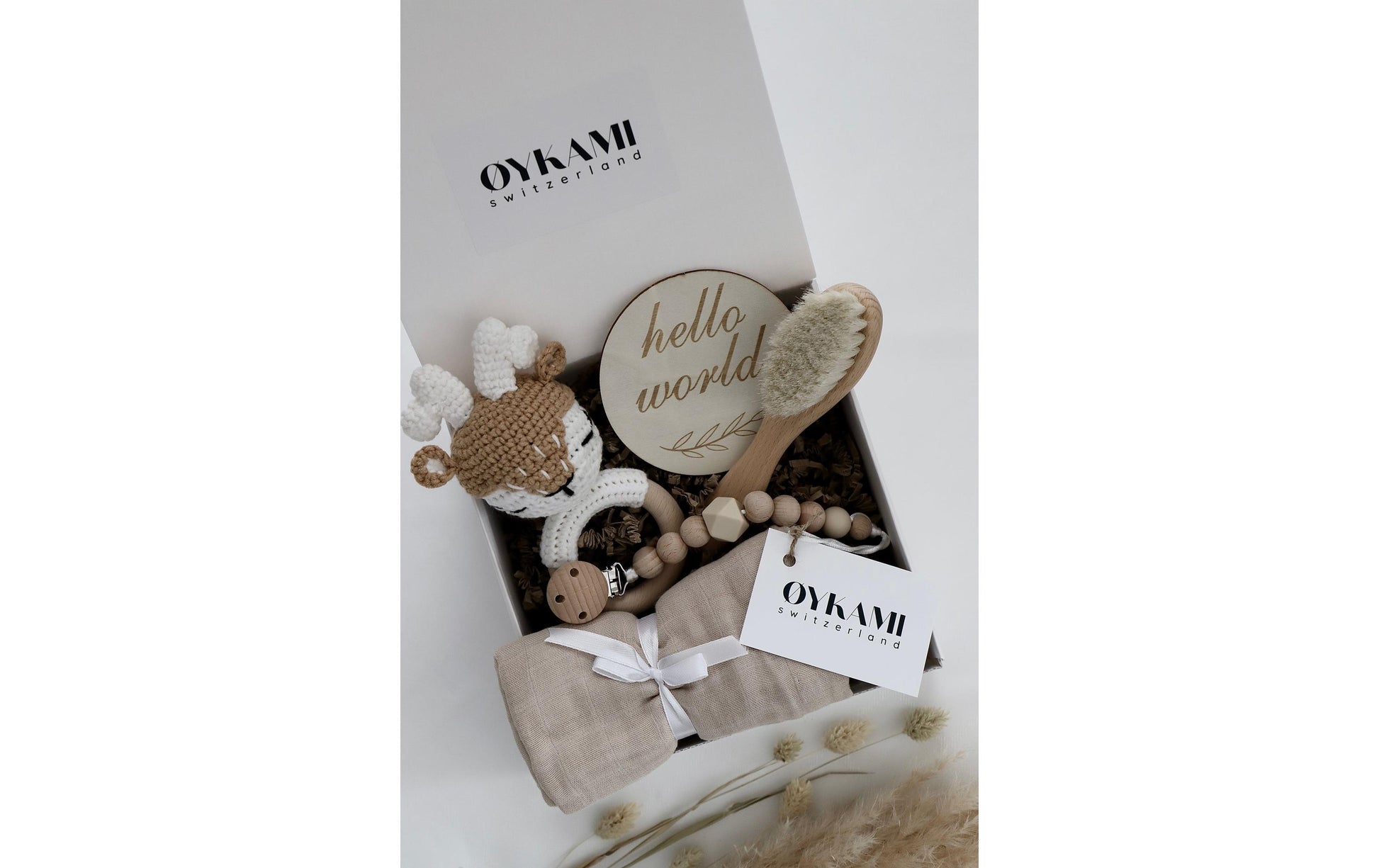 Oykami – Geschenkbox – Holz, Baumwolle – Beige