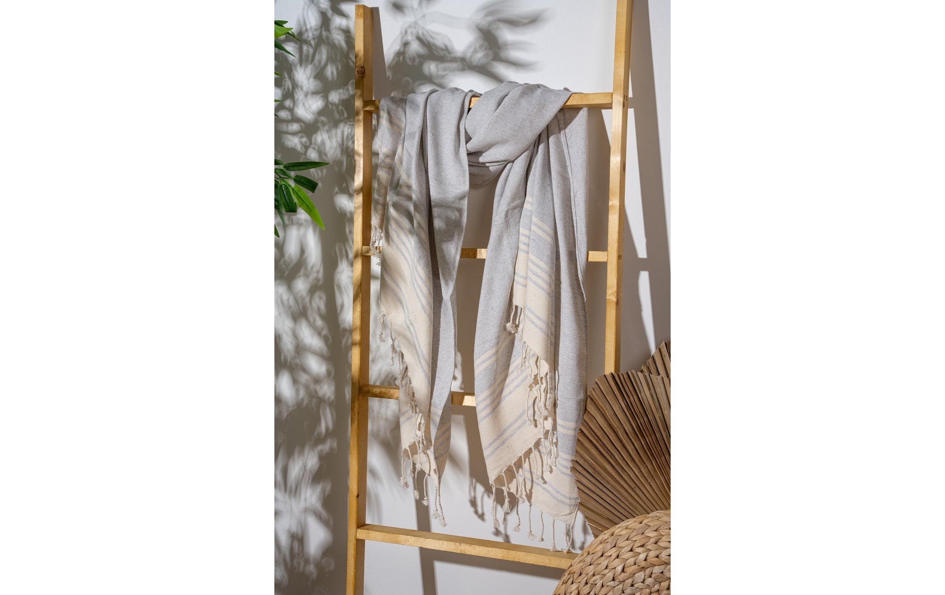 Foutastic Strandtuch New Diamond – 90 × 170 cm, Beige/Hellgrau, 60% Baumwolle/40% Polyester
