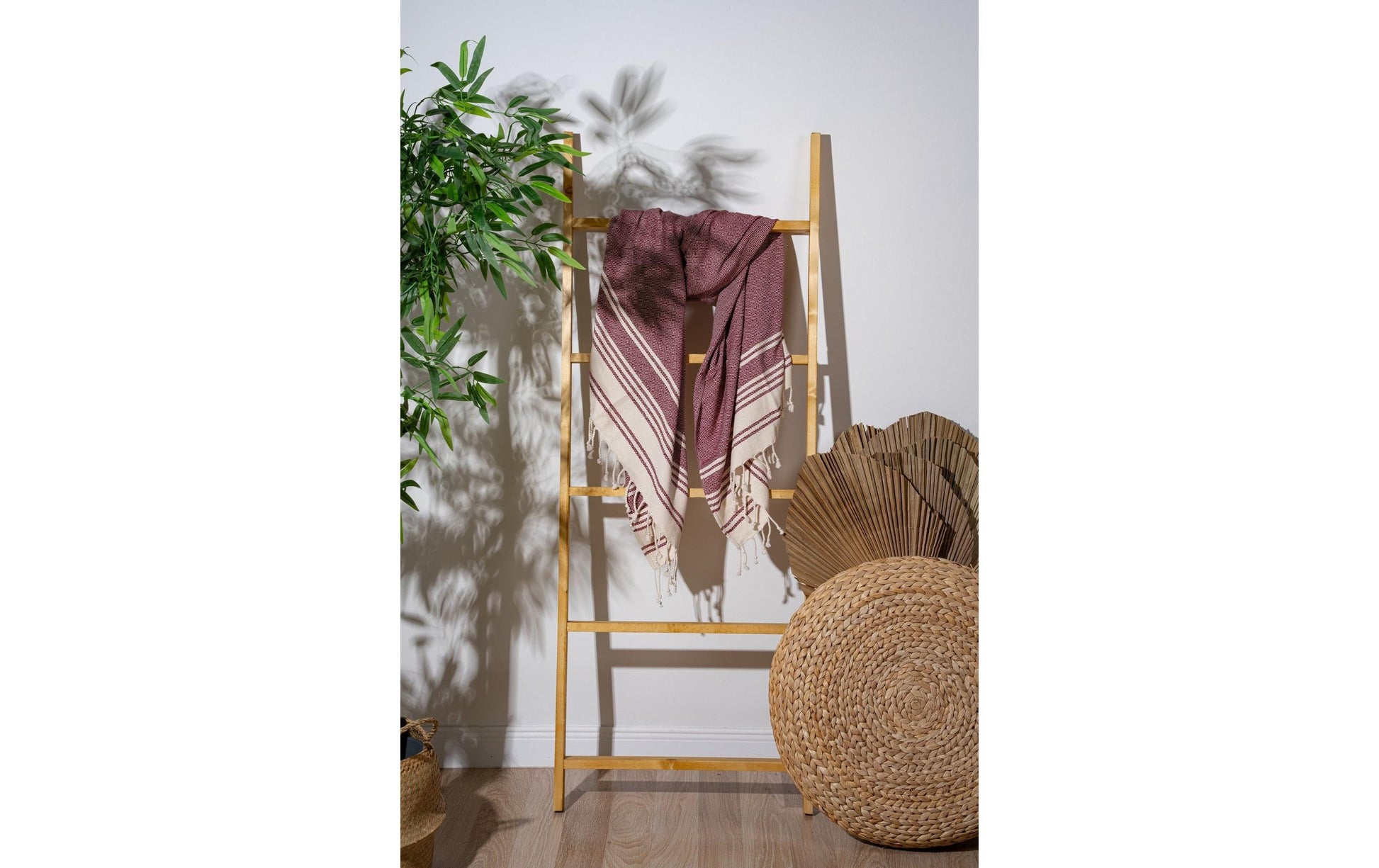 Foutastic Strandtuch New Diamond – 90 × 170 cm, Dunkelrot/Beige, 60% Baumwolle/40% Polyester