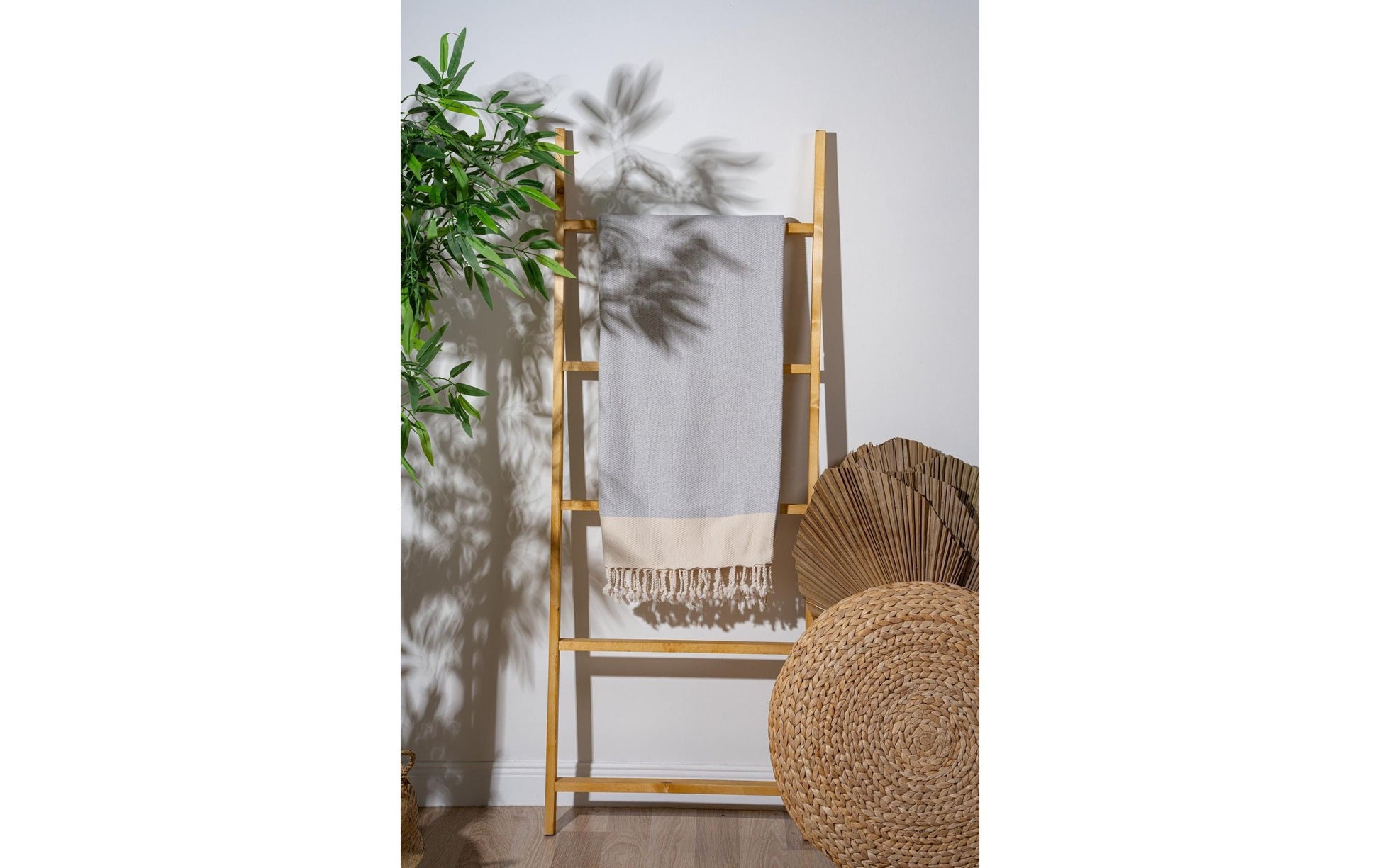 Foutastic Strandtuch Baliksirti – 90 × 180 cm, Beige/Grau, 90% Baumwolle/10% Polyester