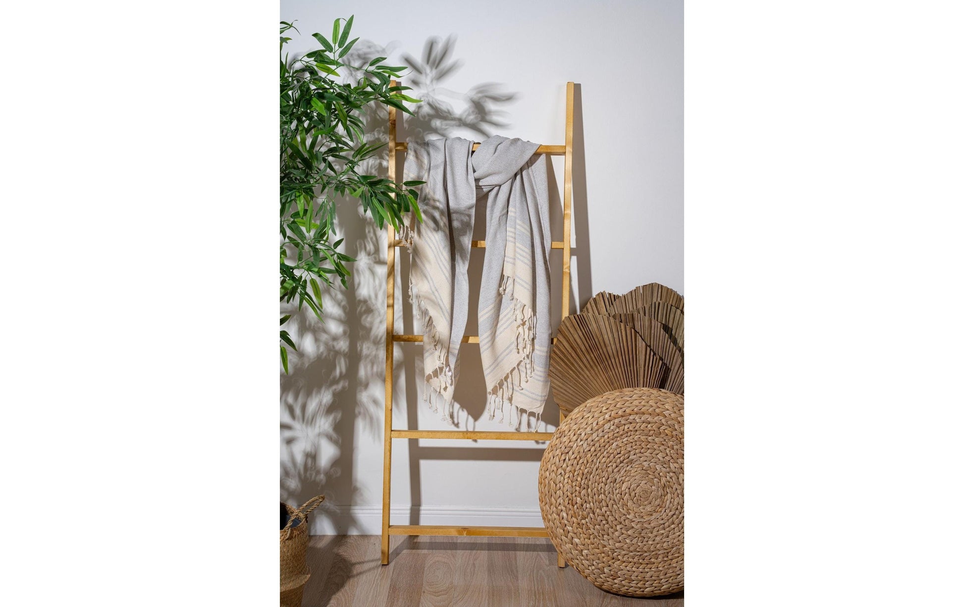 Foutastic Strandtuch New Diamond – 90 × 170 cm, Beige/Hellgrau, 60% Baumwolle/40% Polyester