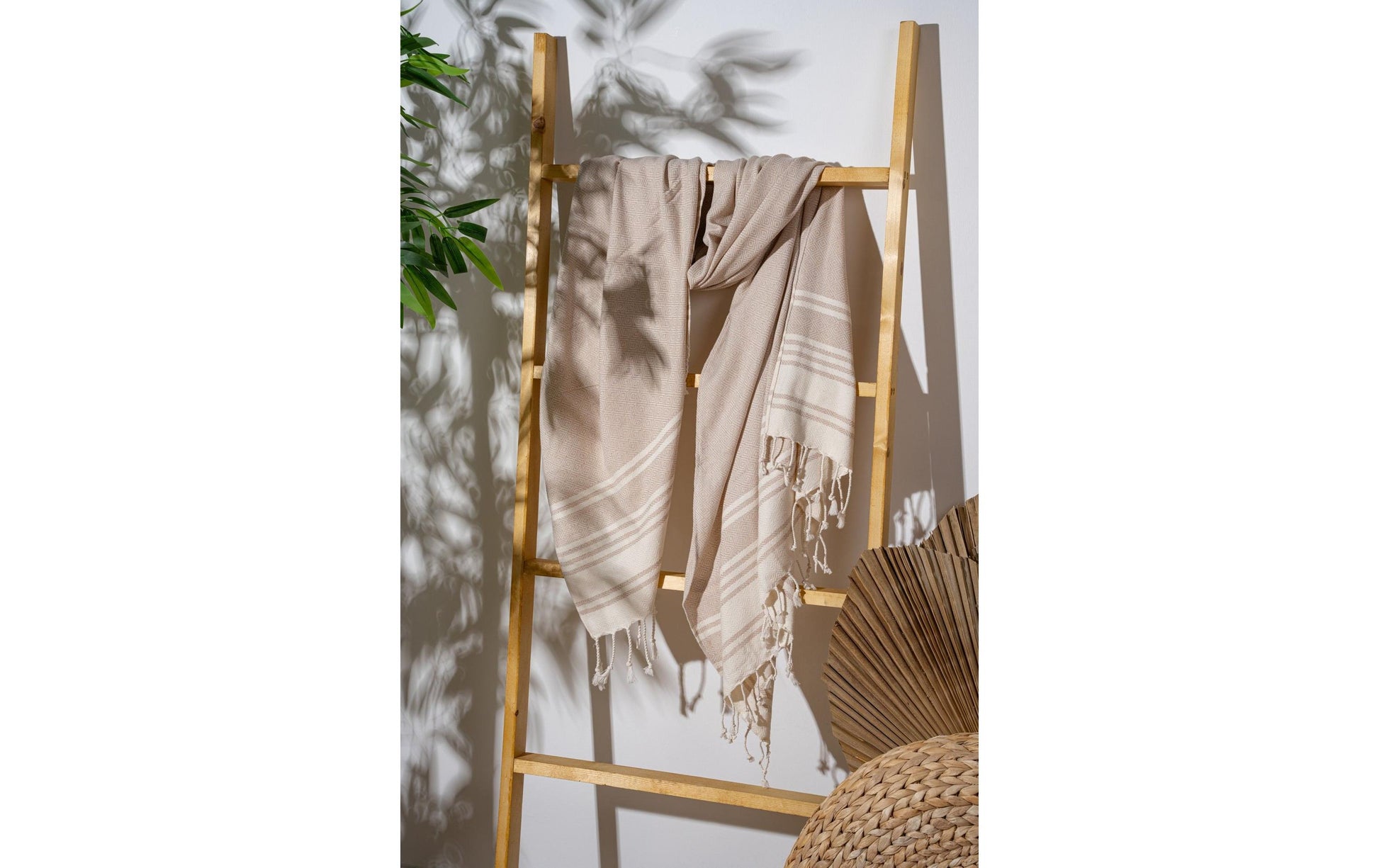 Foutastic Strandtuch New Diamond – 90 × 170 cm, Beige, 60% Baumwolle/40% Polyester