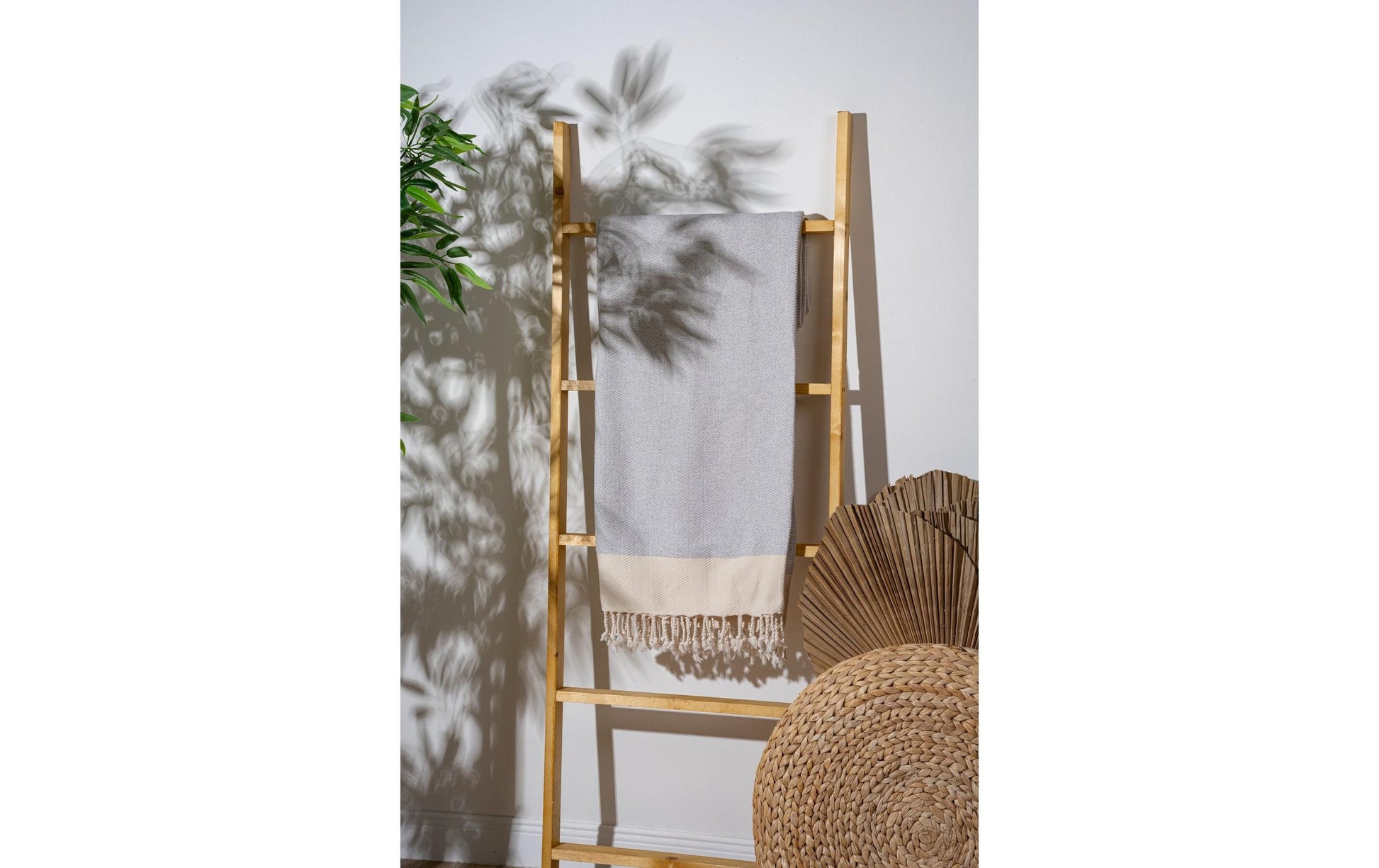 Foutastic Strandtuch Baliksirti – 90 × 180 cm, Beige/Grau, 90% Baumwolle/10% Polyester