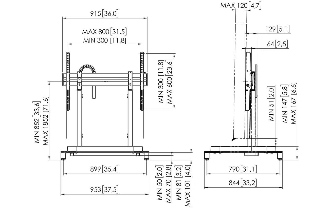 Vogel's PRO RISE5105B – Motorisierter Displayständer für 95", VESA 600×400, bis 120 kg, schwarz