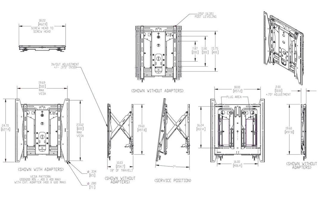Vogel's Vogels PRO PFW 6880 – Wandhalterung, ausziehbar, für 37", VESA 300×300, bis 45 kg, Hochformat, schwarz