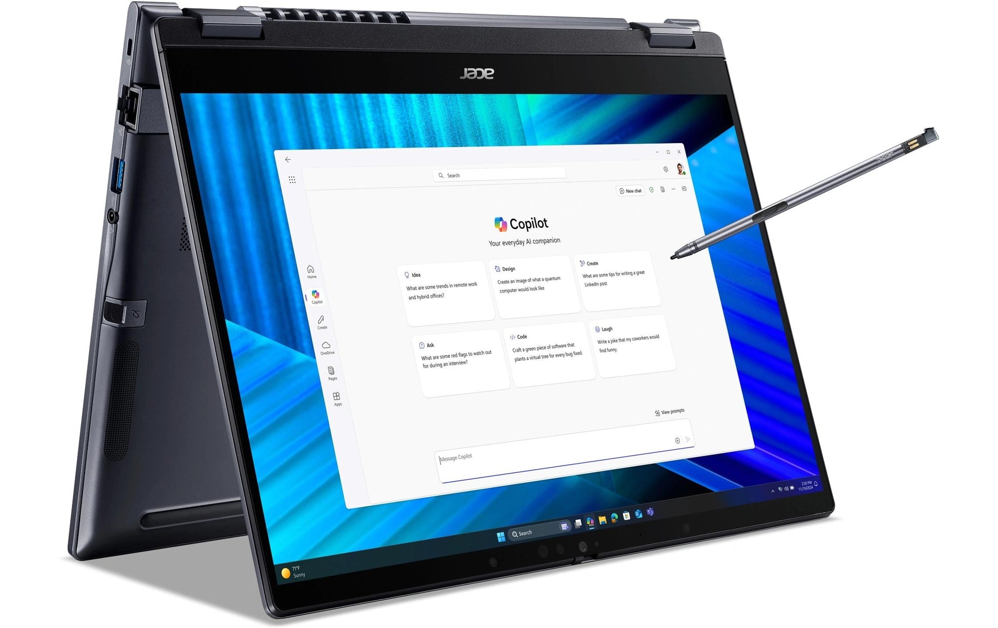 Acer TM P414RN-55 Spin – 14" WUXGA Touch, Core Ultra 7 255U, 32 GB, 1 TB SSD, Win 11 Pro, QWERTZ (CH)