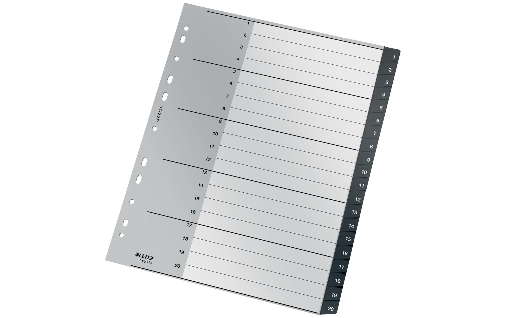 Leitz 12110000 Register – PP, schwarz, weiss, unbedruckt