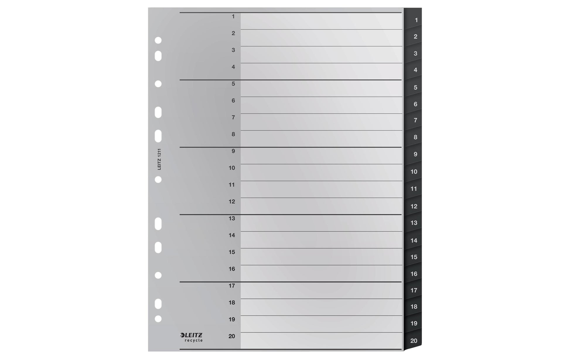 Leitz 12110000 Register – PP, schwarz, weiss, unbedruckt