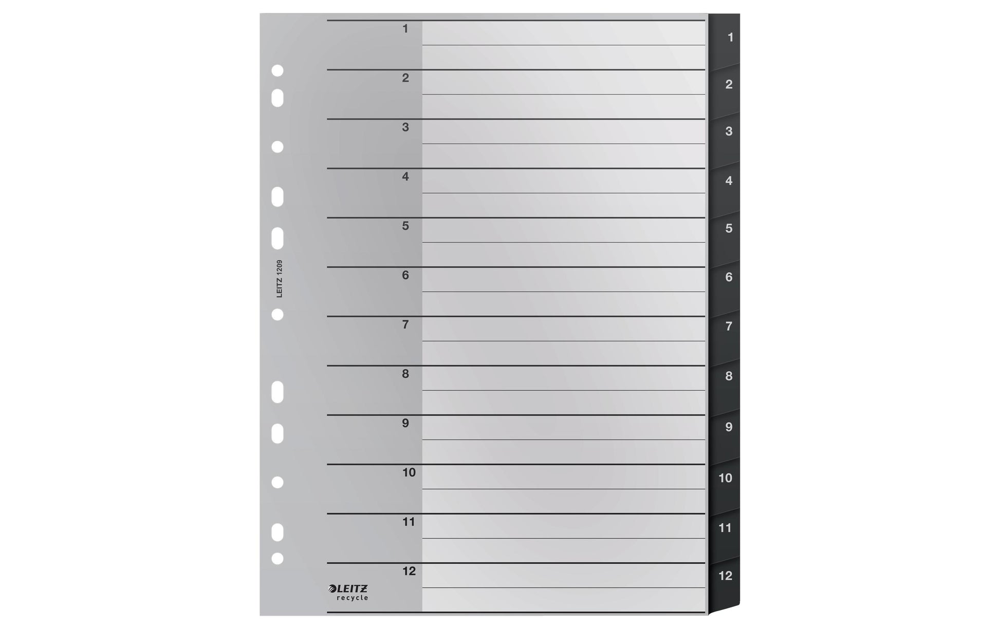 Leitz 12090000 Register – PP, schwarz, unbedruckt