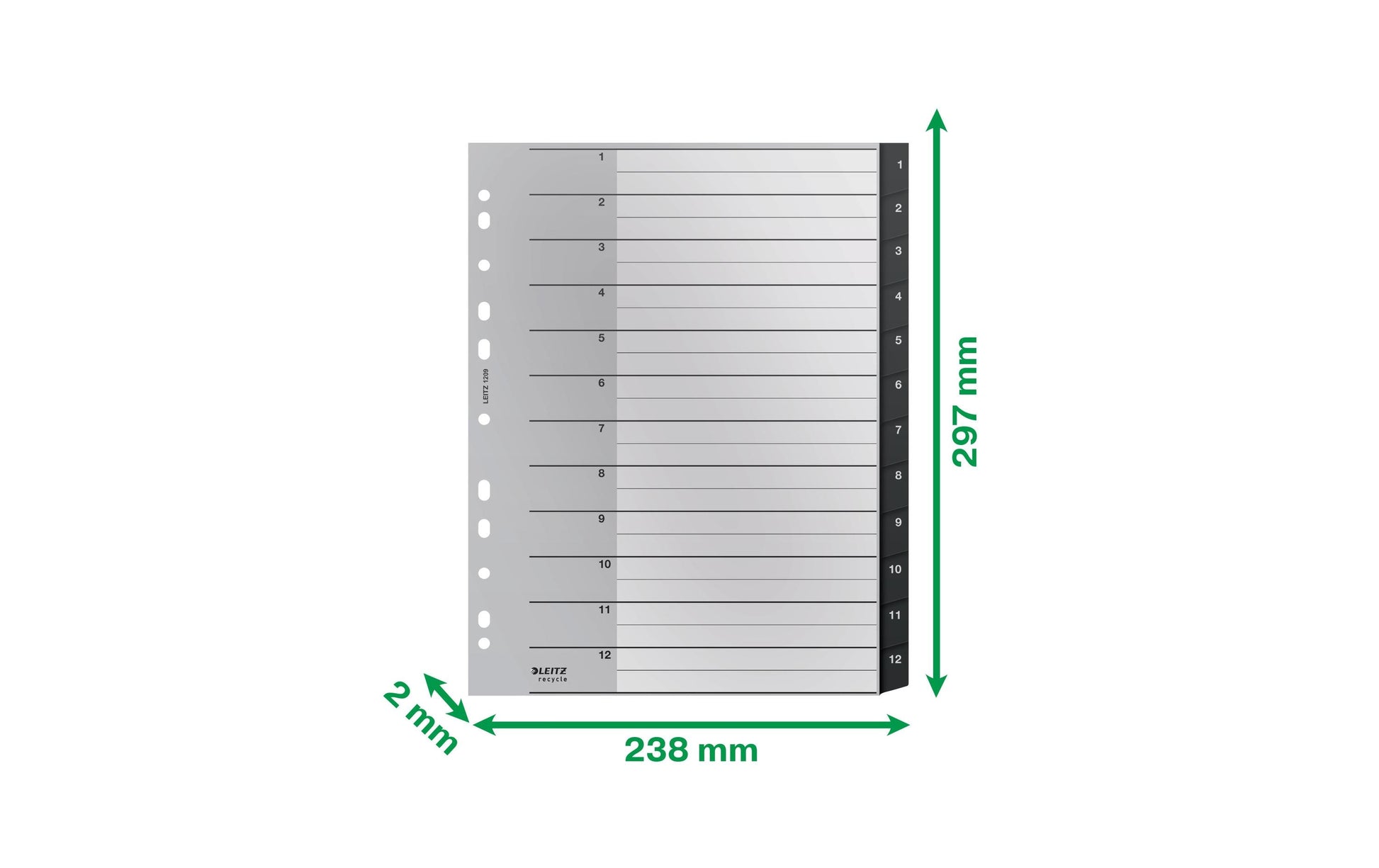 Leitz 12090000 Register – PP, schwarz, unbedruckt