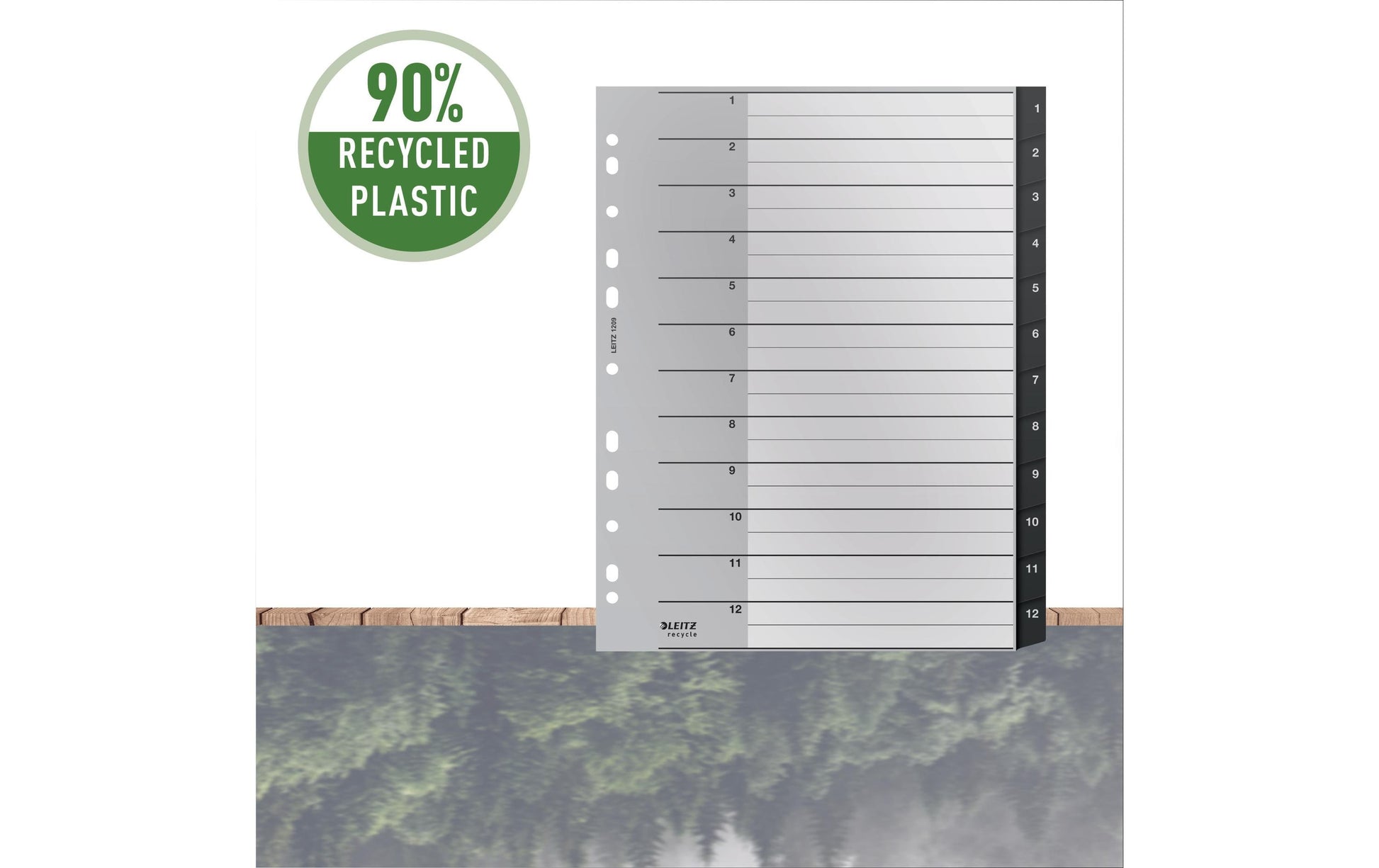 Leitz 12090000 Register – PP, schwarz, unbedruckt