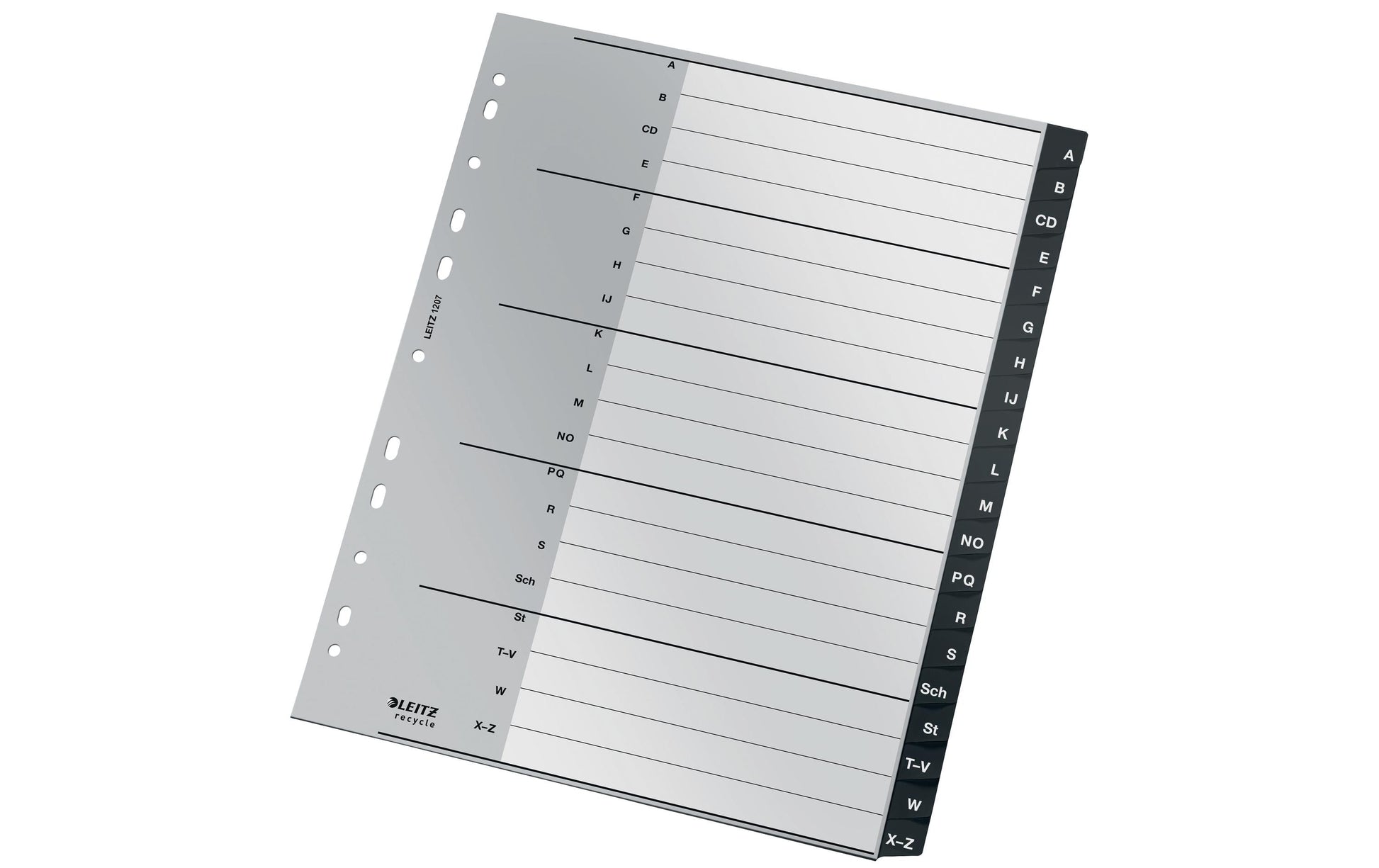 Leitz 12070000 Register – PP, schwarz, weiss, unbedruckt, leerer Registerindex
