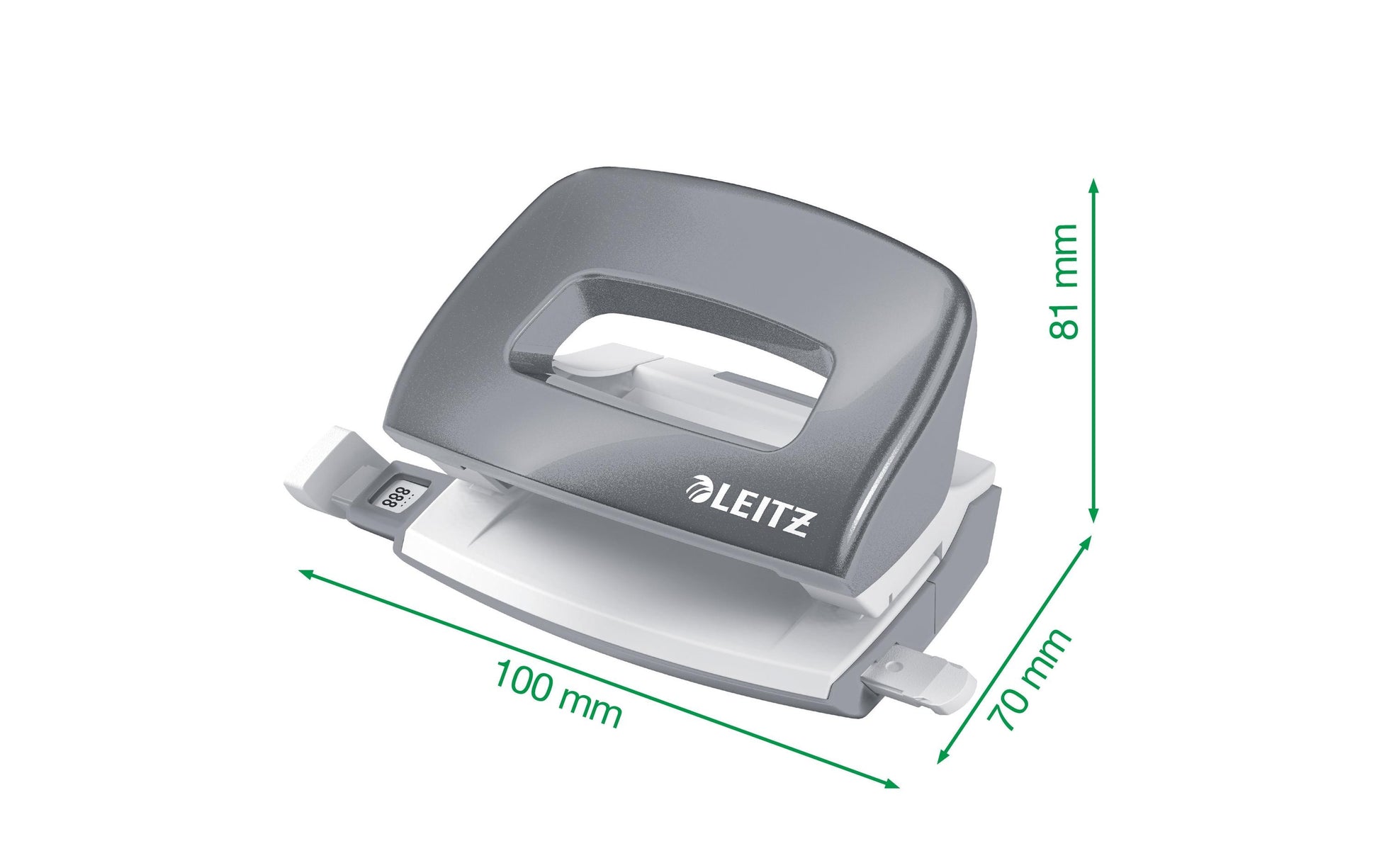 Leitz Mini-Locher NeXXt WOW – 2-Loch, Lochabstand 80 mm, 10 Blatt, bis A4, Ø5,5 mm – Rot – Metall/Kunststoff