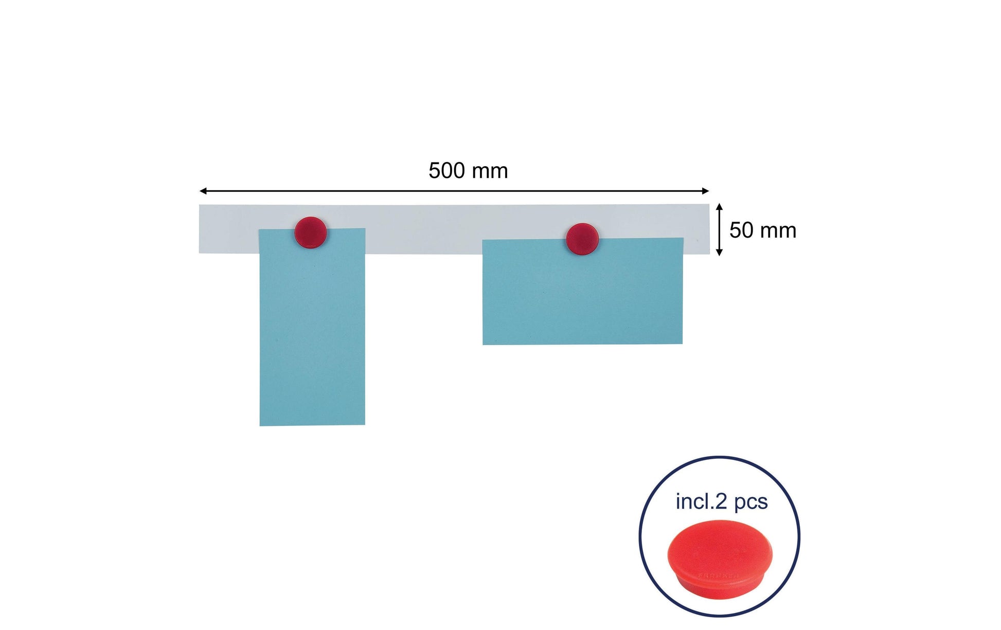 Franken Magnethaftleiste – selbstklebend, 50 × 500 mm, 1 Stk., weiss
