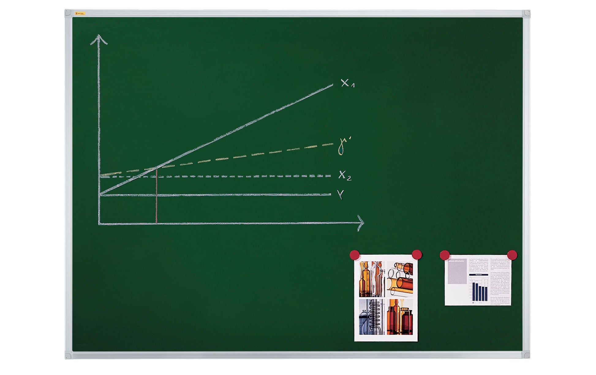 Franken Kreidetafel – 1'200 × 900 mm, quer – lackierter Stahl, Aluminiumrahmen – magnethaftend, für Kreide