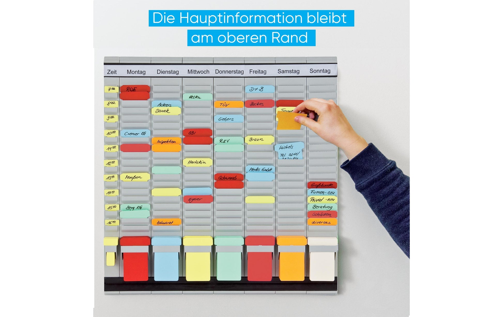 Franken Jahresplaner, T-Kartensystem, magnetisch, 7 × 20 – 47,4 × 49 cm, Grau
