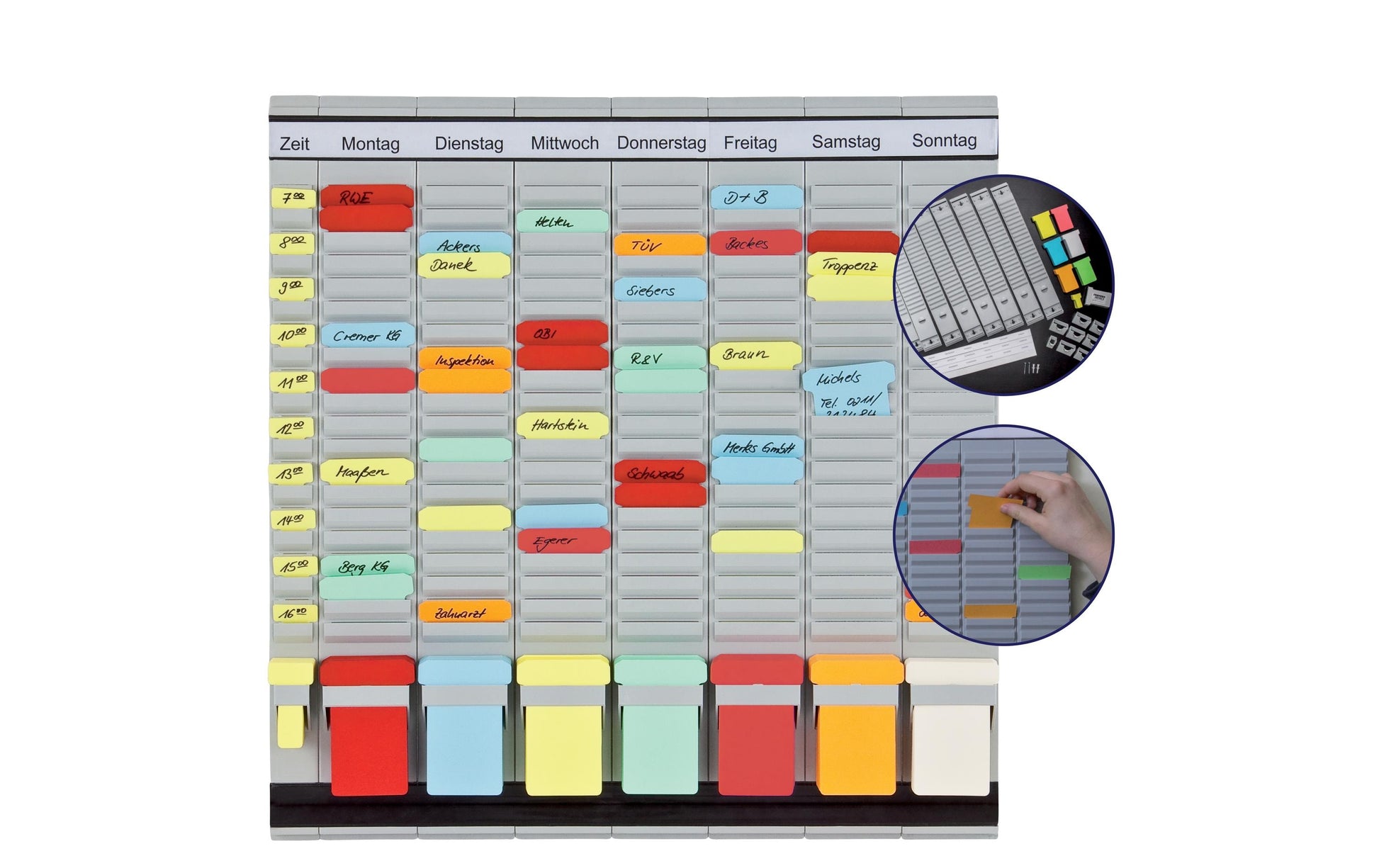 Franken Jahresplaner, T-Kartensystem, magnetisch, 7 × 20 – 47,4 × 49 cm, Grau