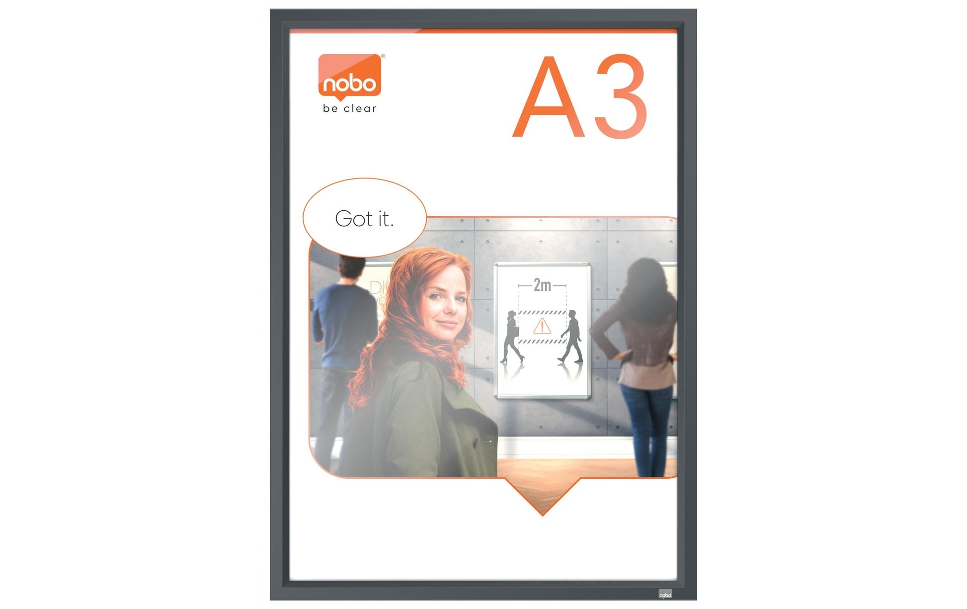 Nobo Plakatrahmen Impression Pro – für A3 – Klapprahmen – schwarz – Aluminium – 339×463×17 mm