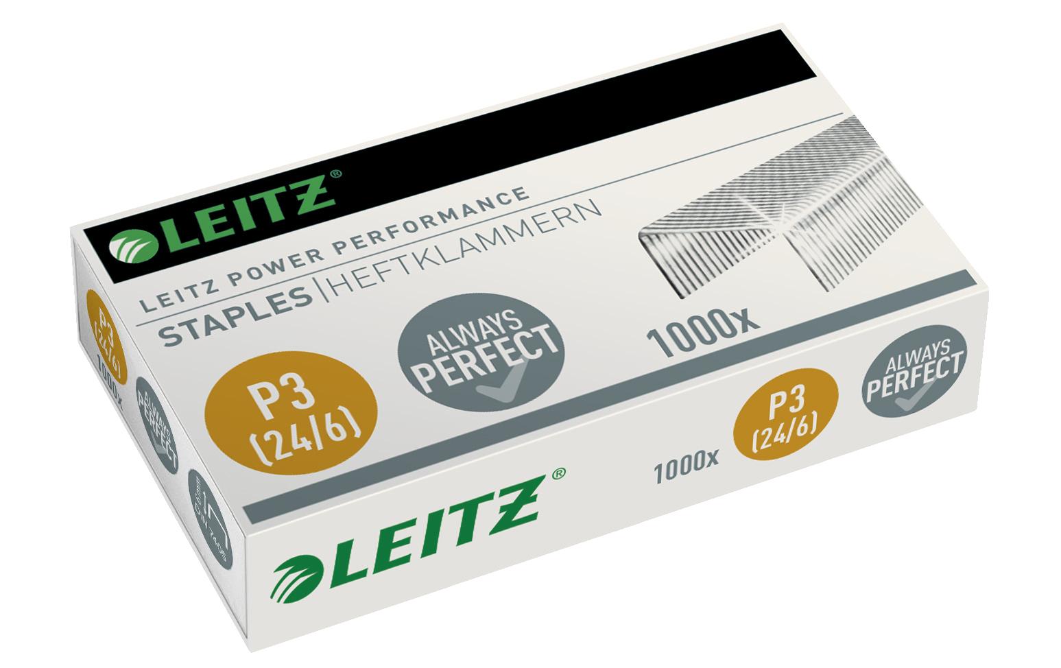 Leitz Heftklammern 24/6 – 6 mm – verzinkt, silber – 1000 Stk.