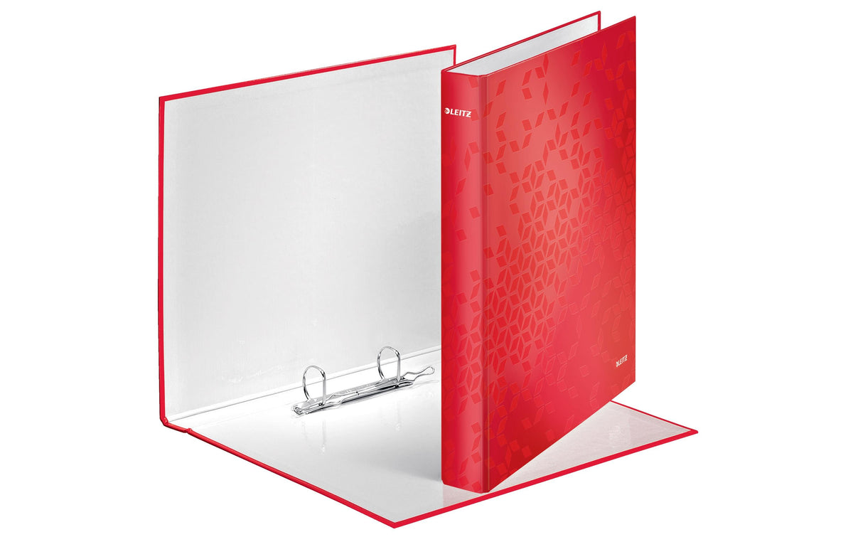 Leitz WOW Ringbuch – 2-D-Ring Ø 25 mm – für A4 – Rückenbreite 4 cm – Rot