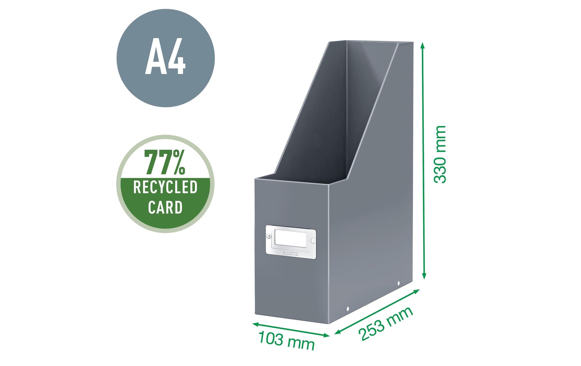 Leitz Stehsammler – Karton, mit Beschriftungsfeld, weiss, 253×103×330 mm