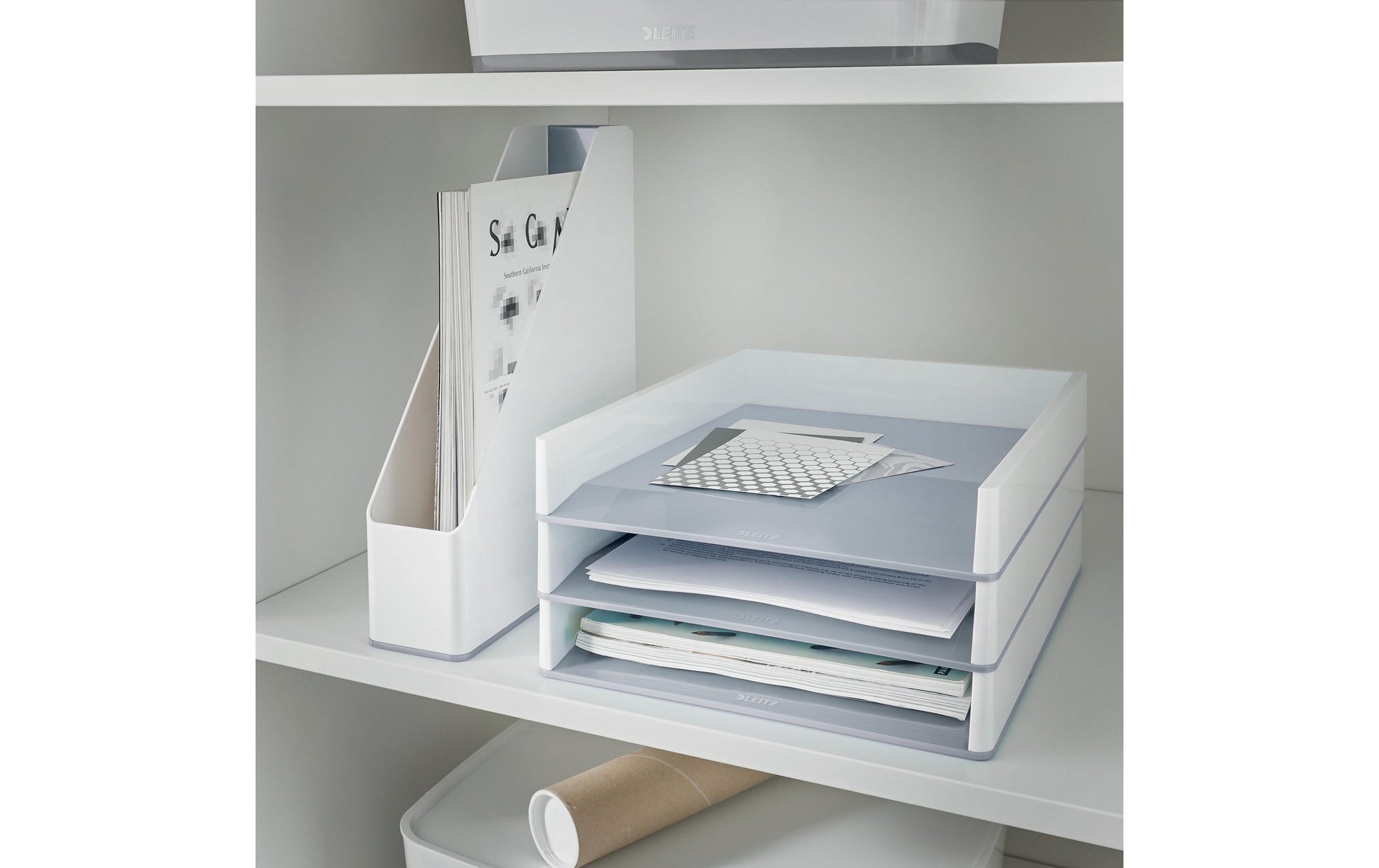 Leitz Briefkorb – Kunststoff, metallisch, weiss, Serie 53611001