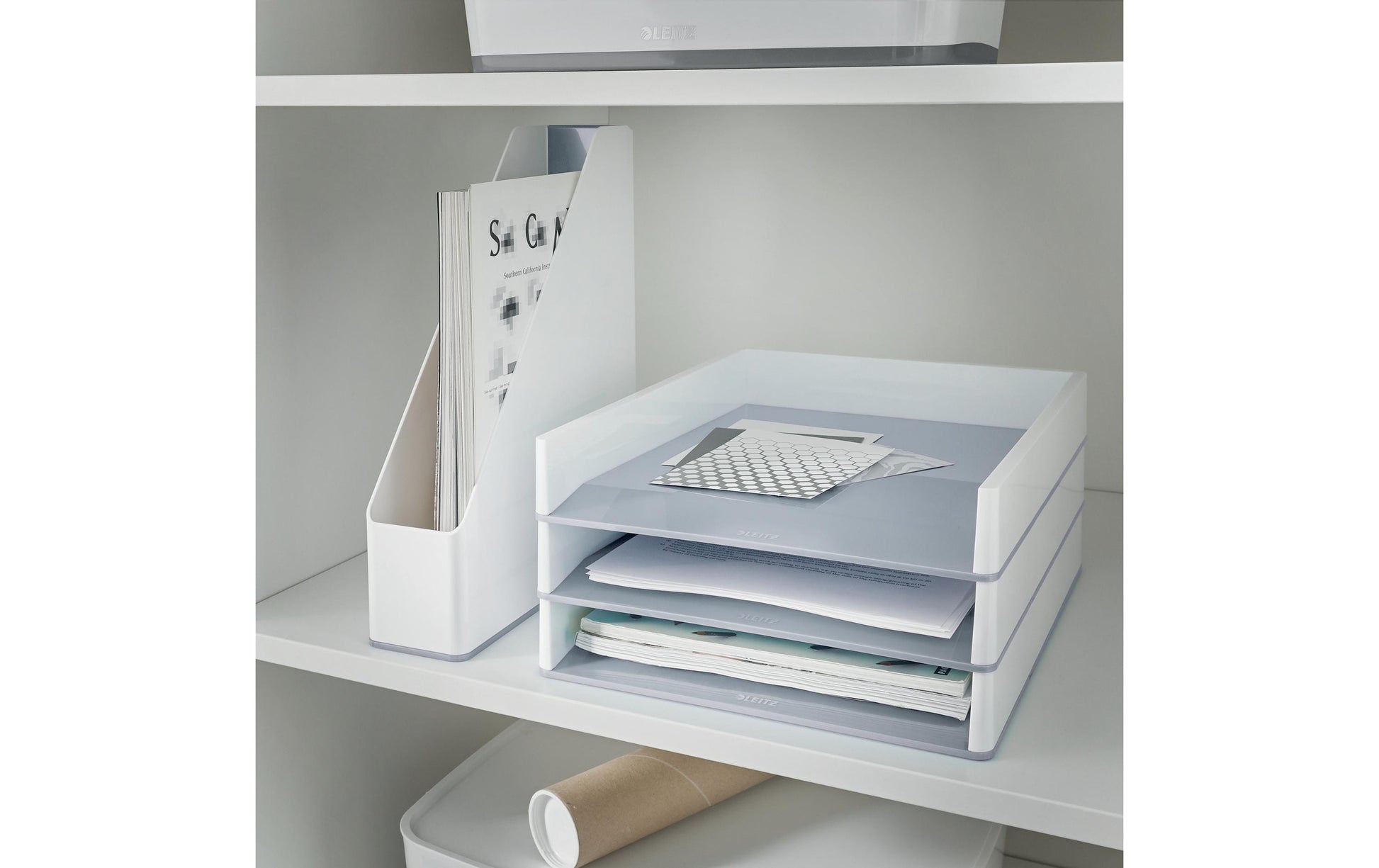 Leitz Briefkorb – Kunststoff, metallisch, weiss, Serie 53611001