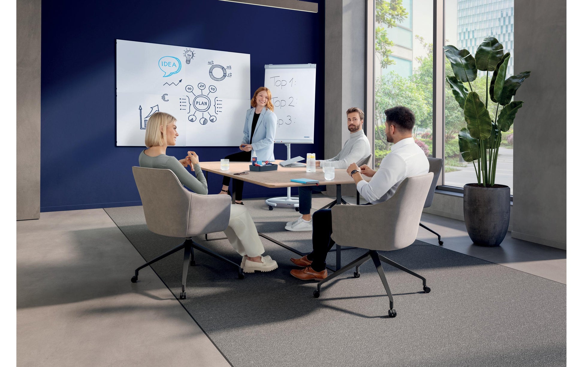 Franken Whiteboard – 90 × 120 cm, lackierter Stahl, magnetisch, Wandmontage, inkl. Befestigungsmaterial