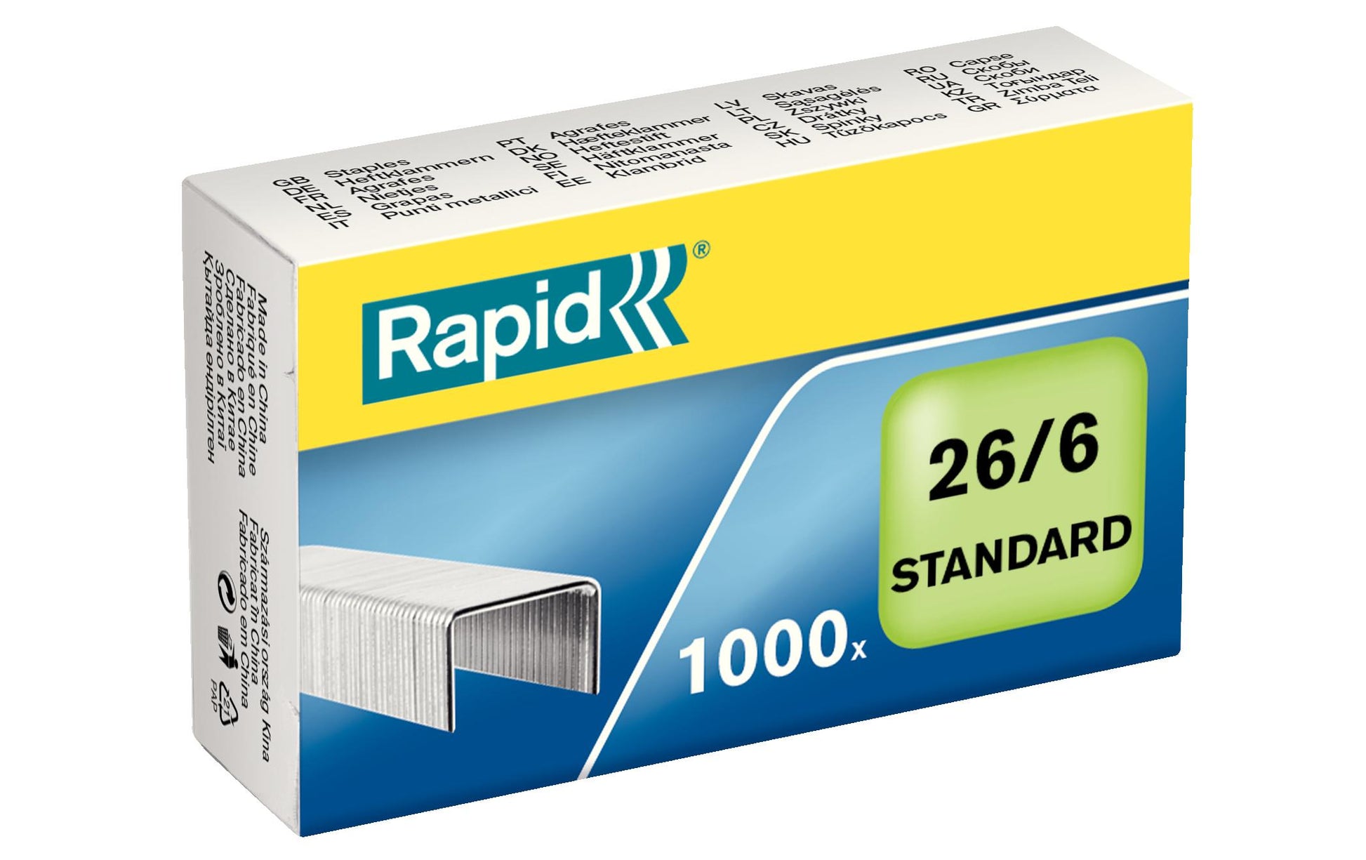 Rapid Heftklammern 26/6 – 6 mm – Metall, silber – 1000 Stk.