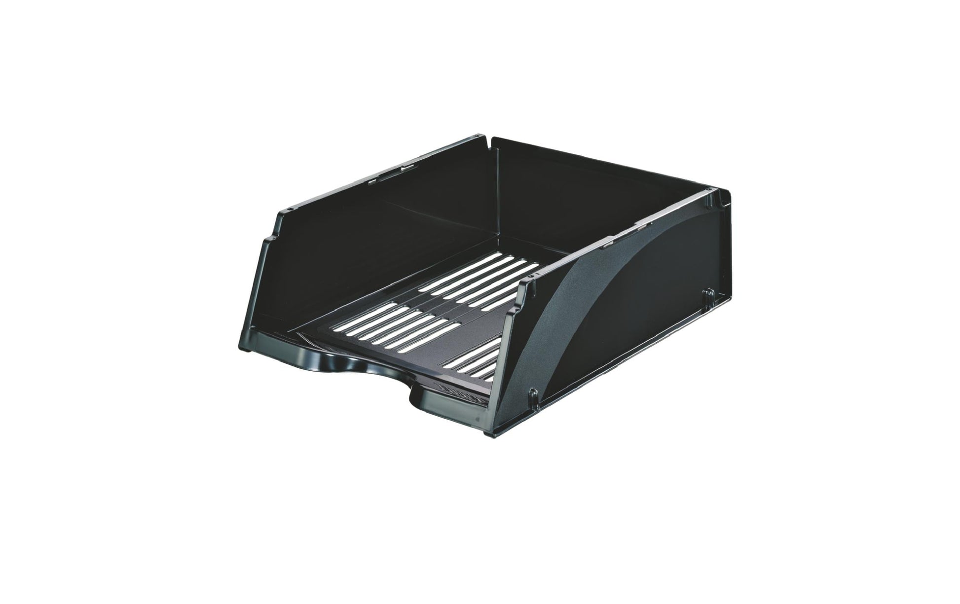 Esselte Briefkorb – mit Griffausschnitt, mit Beschriftungsfeld, glänzend, schwarz, B 268 × H 115 × T 338 mm