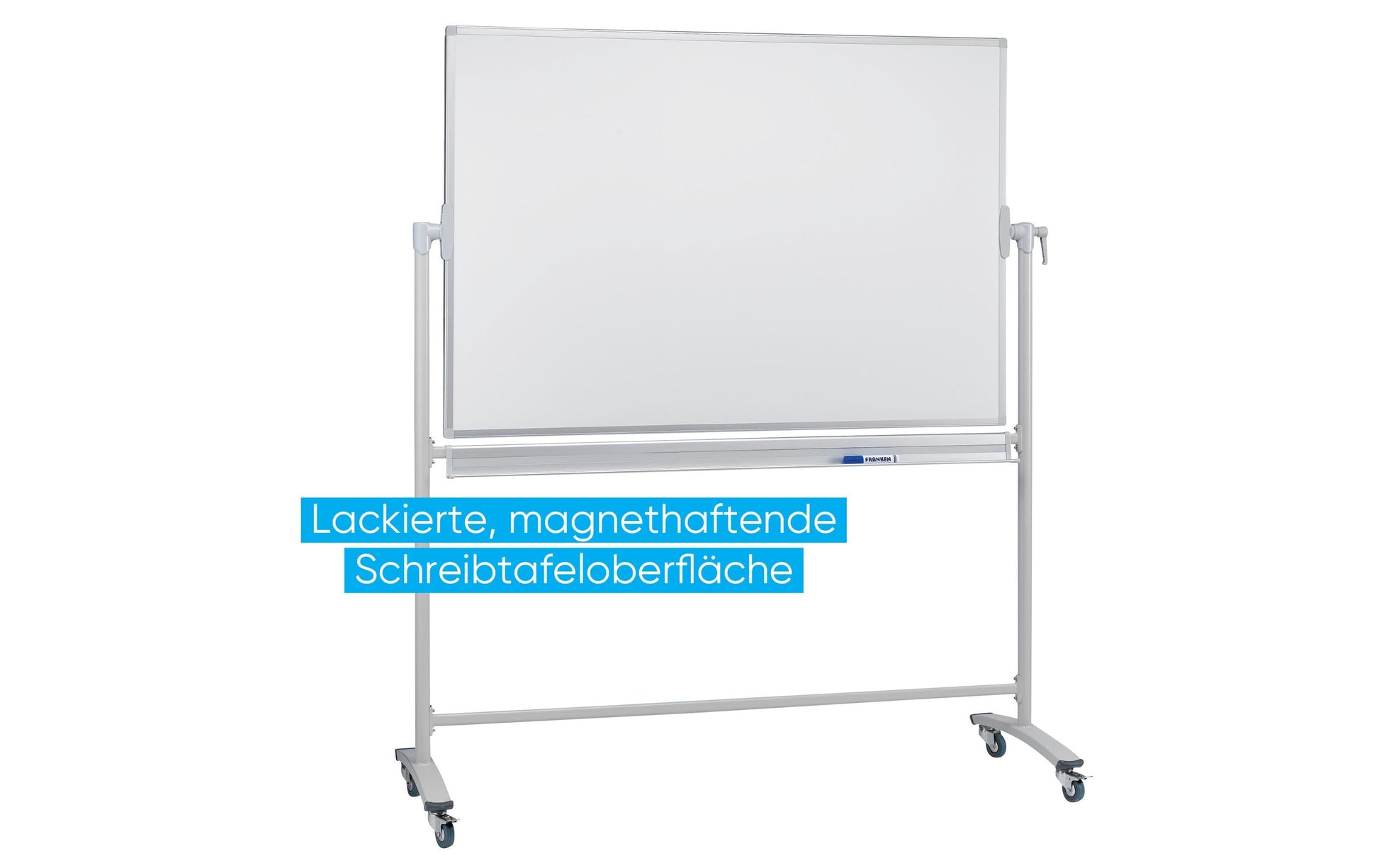 Franken Whiteboard – 200 × 100 cm, lackierter Stahl, mobil, inkl. Stiftablage