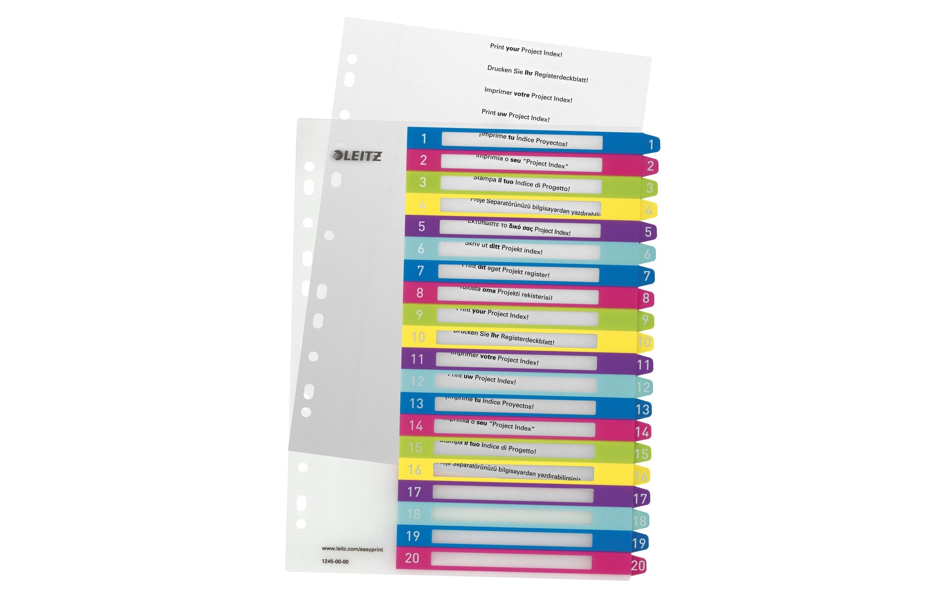 Leitz Register – PP, farbig, vorgedruckt