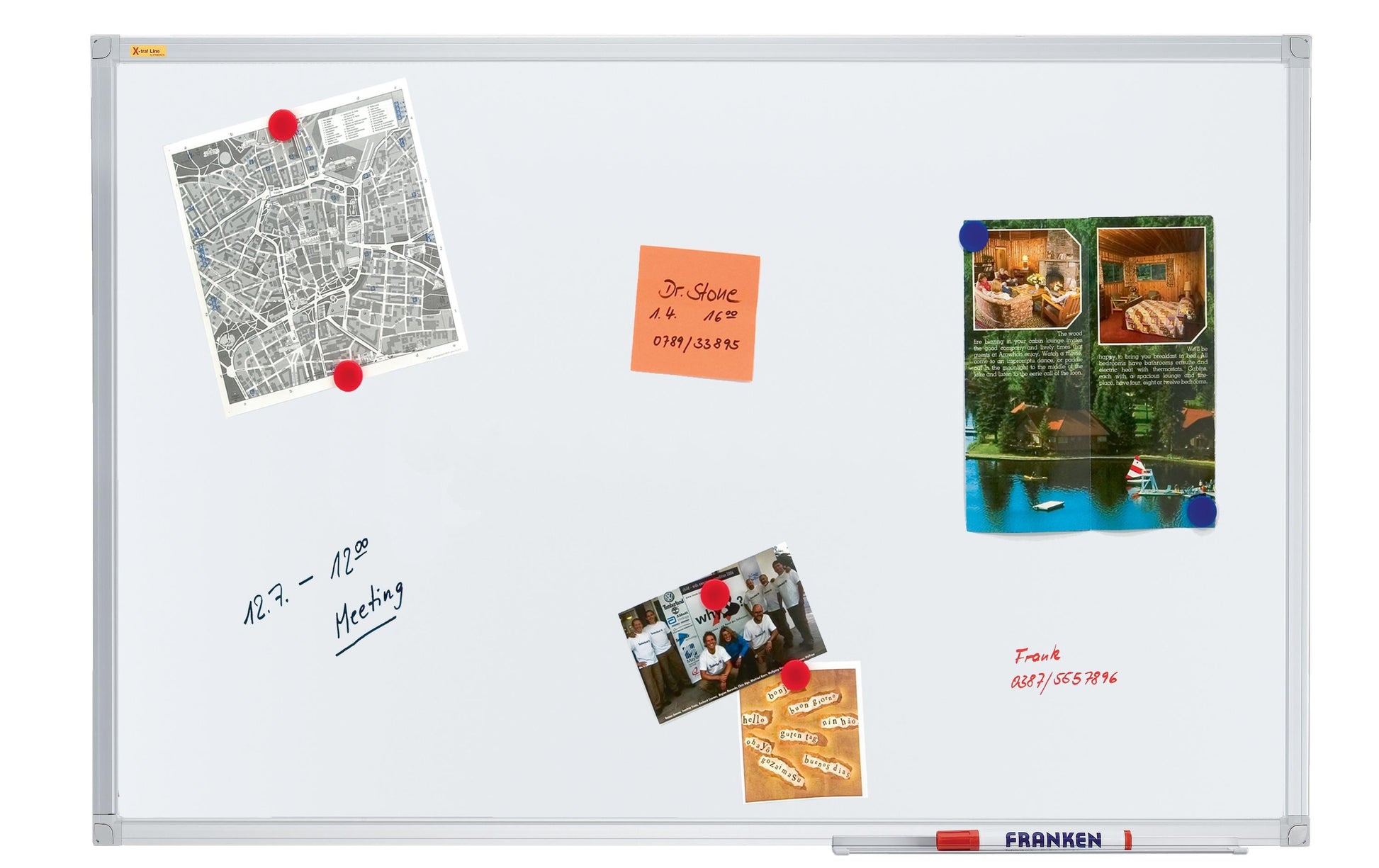 Franken Whiteboard – 240 × 120 cm, lackierter Stahl, magnetisch, Alu-Rahmen, Wandmontage