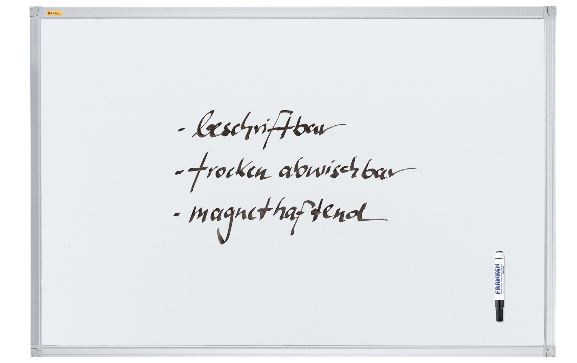 Franken Whiteboard – 240 × 120 cm, lackierter Stahl, magnetisch, Alu-Rahmen, Wandmontage