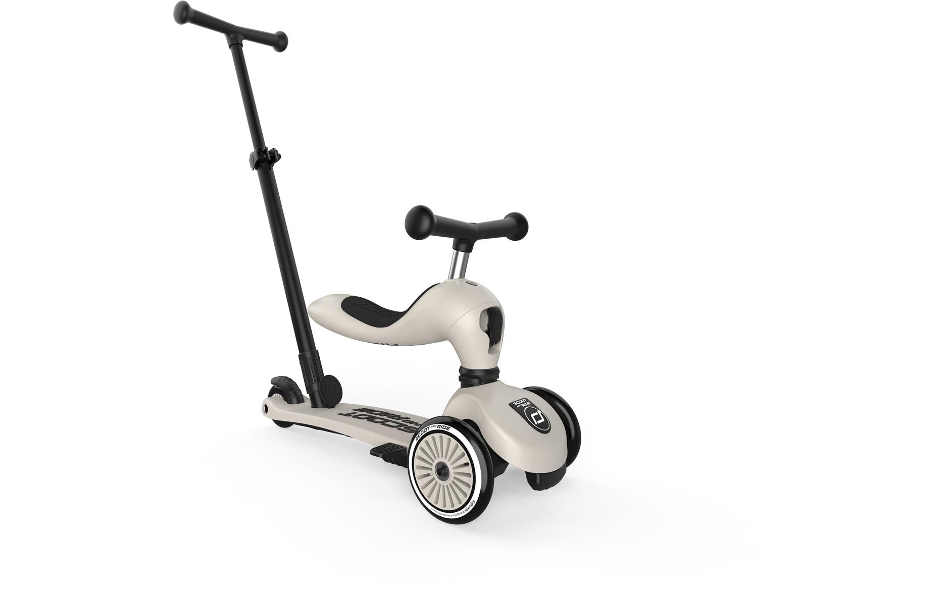 Scoot & Ride Dreirad – Fussbremse, Kunststoffreifen, 50 kg Traglast – ab 1 Jahr – Schwarz/Hellgrau