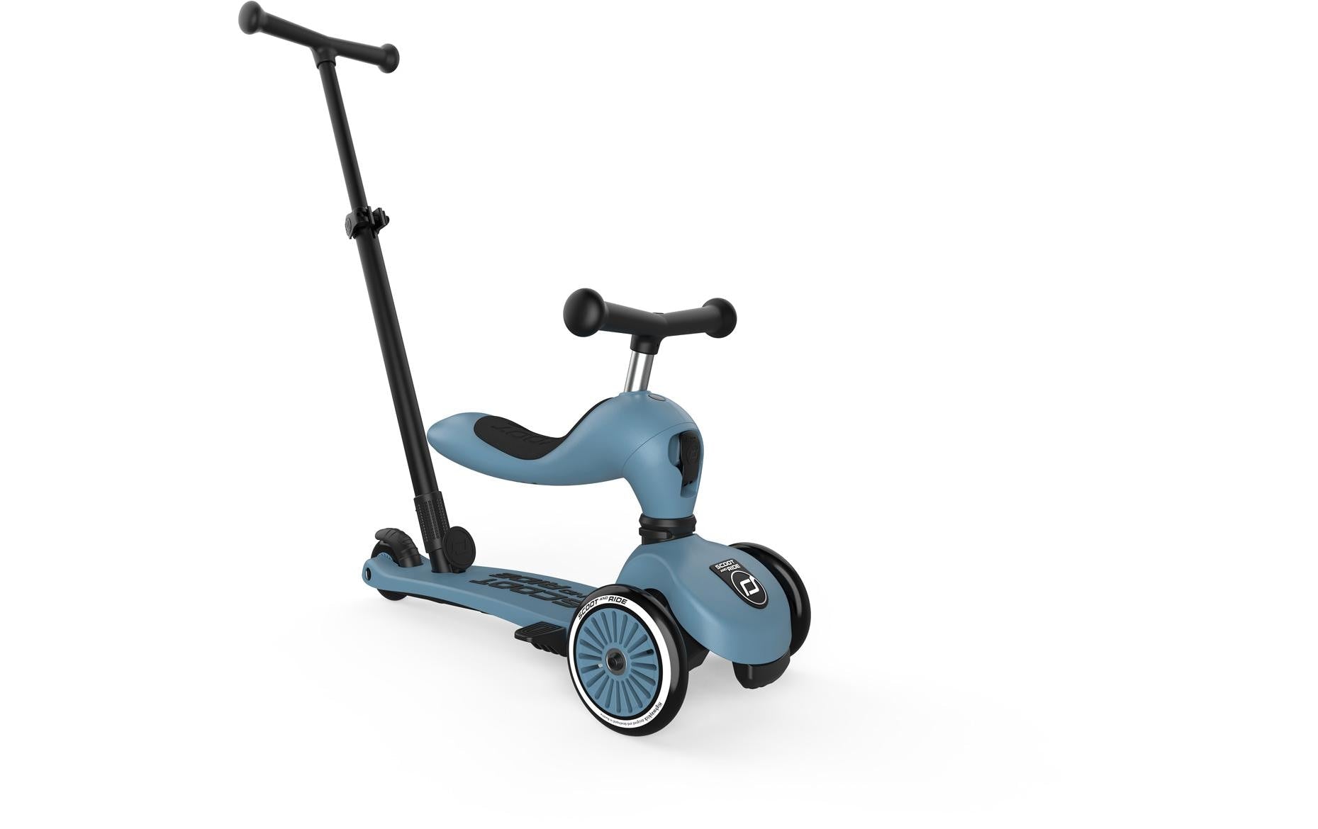 Scoot & Ride Dreirad – Lenker- und Sitzhöhe verstellbar, Fussbremse – ab 3 Jahren – belastbar 50 kg – grau/blau