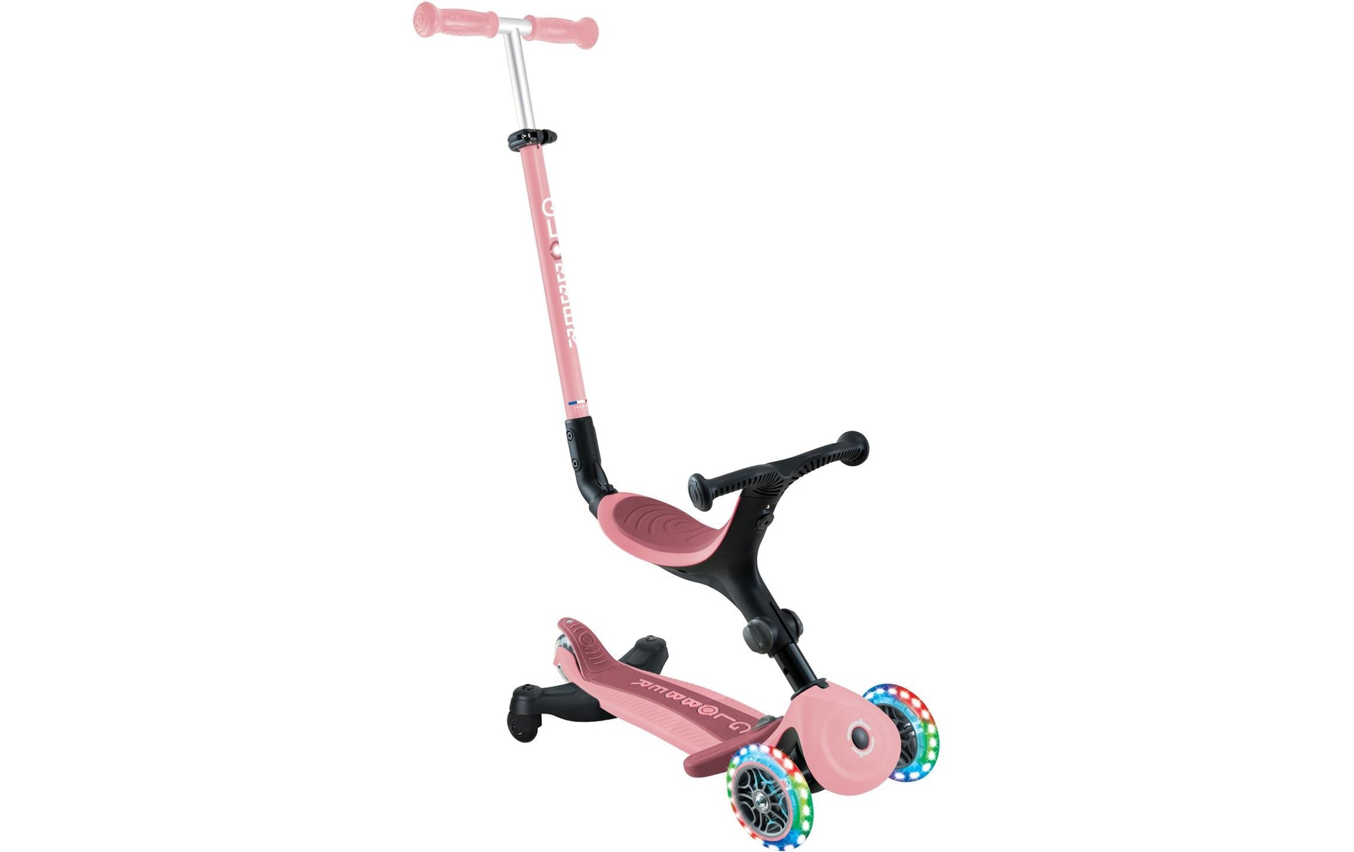 Globber GO UP Dreirad – Belastbarkeit 20 kg, Fussbremse, höhenverstellbarer Lenker/Sitz – ab 1 Jahr – Hellrosa