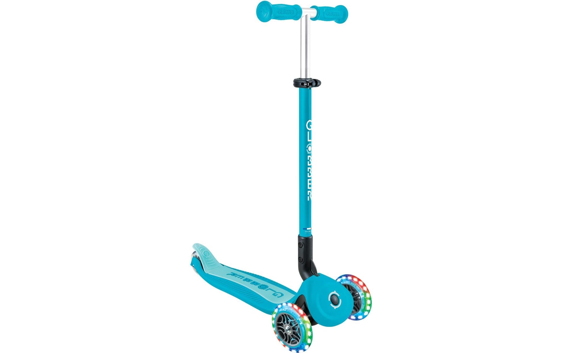 Globber GO UP Dreiradroller – 4 Räder, höhenverstellbar, faltbar – belastbar 20 kg – ab 1 Jahr – Aqua