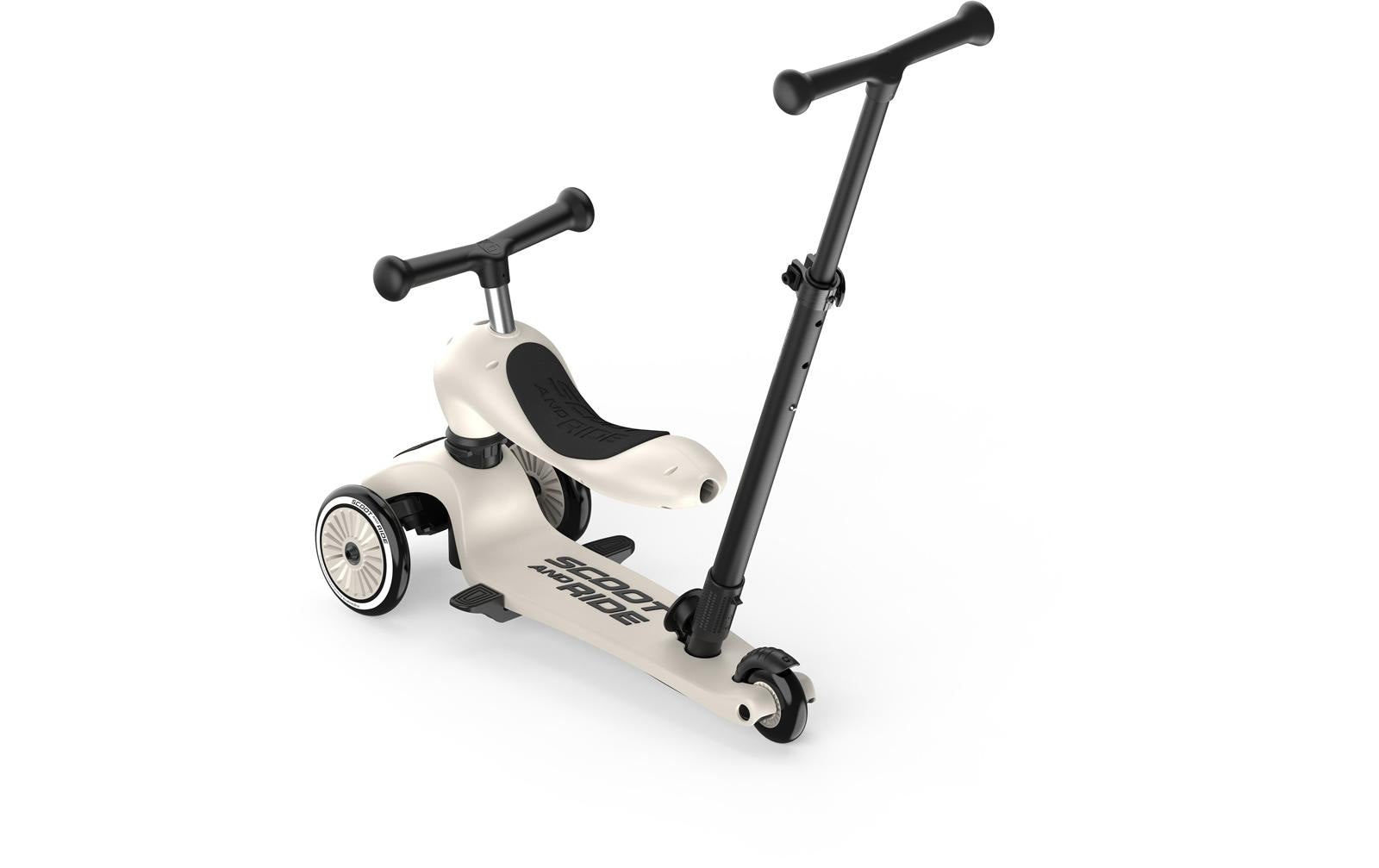 Scoot & Ride Dreirad – Fussbremse, Kunststoffreifen, 50 kg Traglast – ab 1 Jahr – Schwarz/Hellgrau