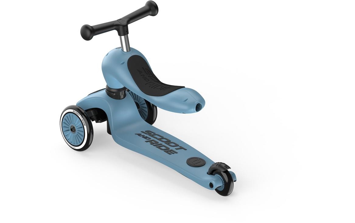 Scoot & Ride Dreirad – Lenker- und Sitzhöhe verstellbar, Fussbremse – ab 3 Jahren – belastbar 50 kg – grau/blau