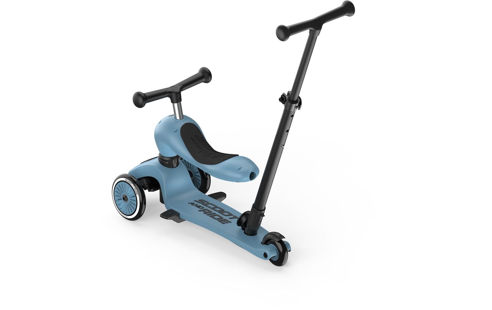 Scoot & Ride Dreirad – Lenker- und Sitzhöhe verstellbar, Fussbremse – ab 3 Jahren – belastbar 50 kg – grau/blau